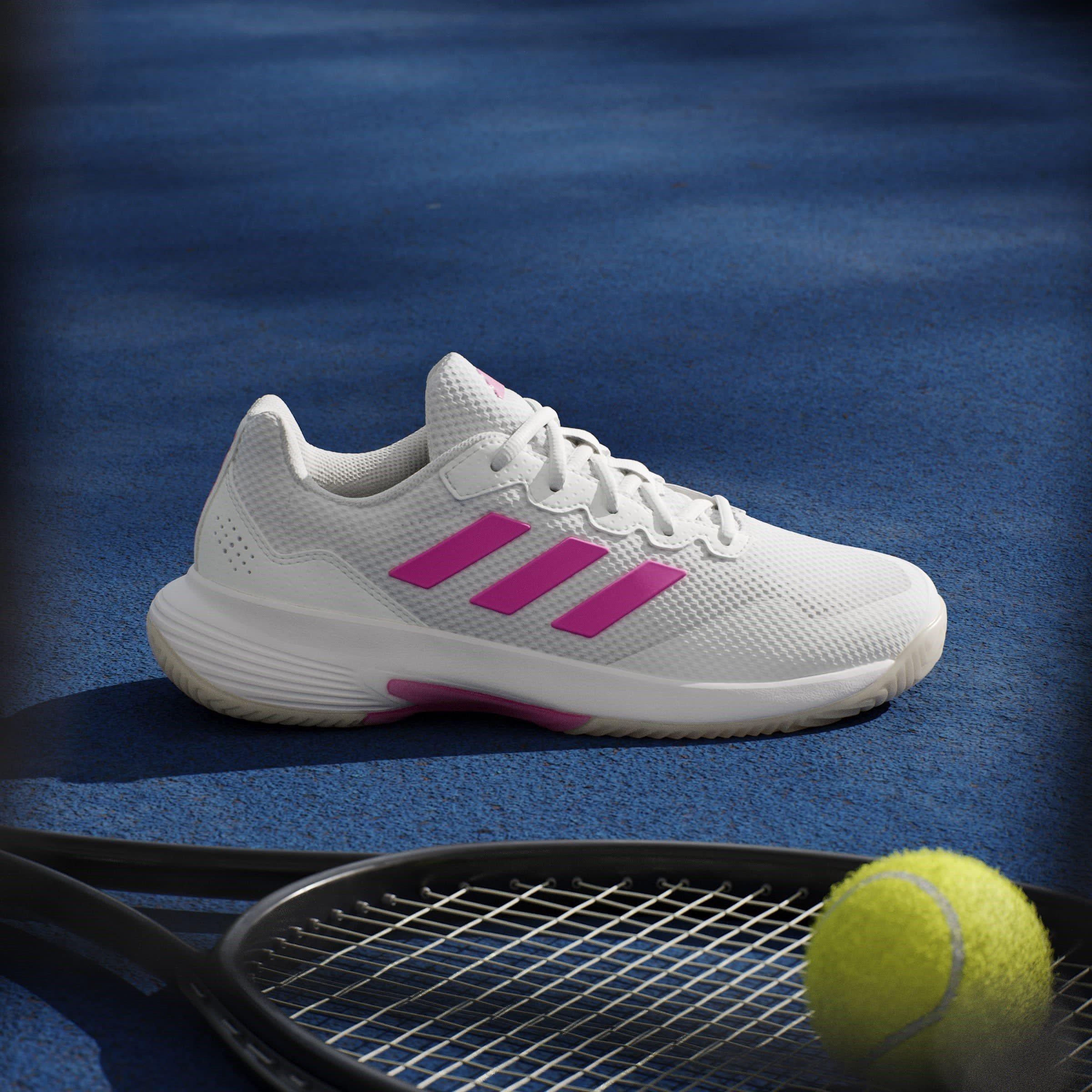 White/Pink/CBlk - adidas - GameCourt 2.0 Womens Shoes - 10