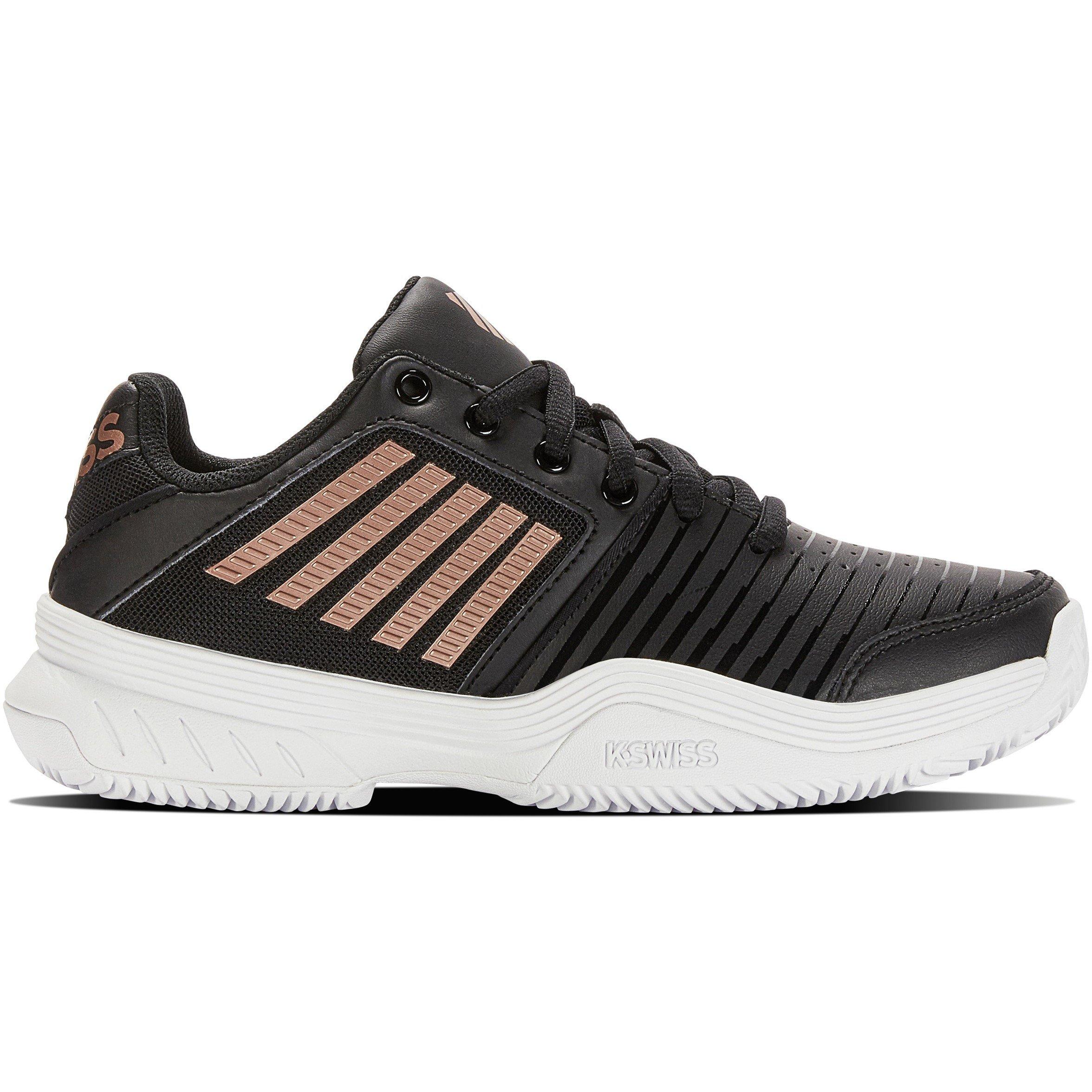 Black/Wht/Gold - K-Swiss - Women's Court Express HB Clay Court Lace Up Tennis Shoes - 1