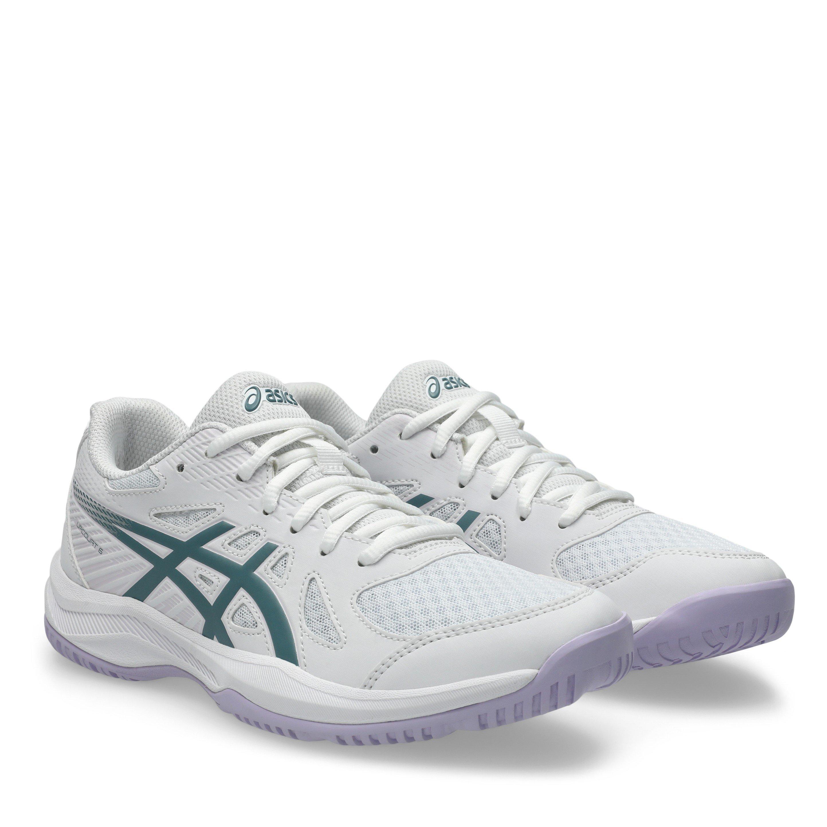 Wht/Foggy Teal - Asics - Upcourt 6 Womens Badminton Shoes - 4