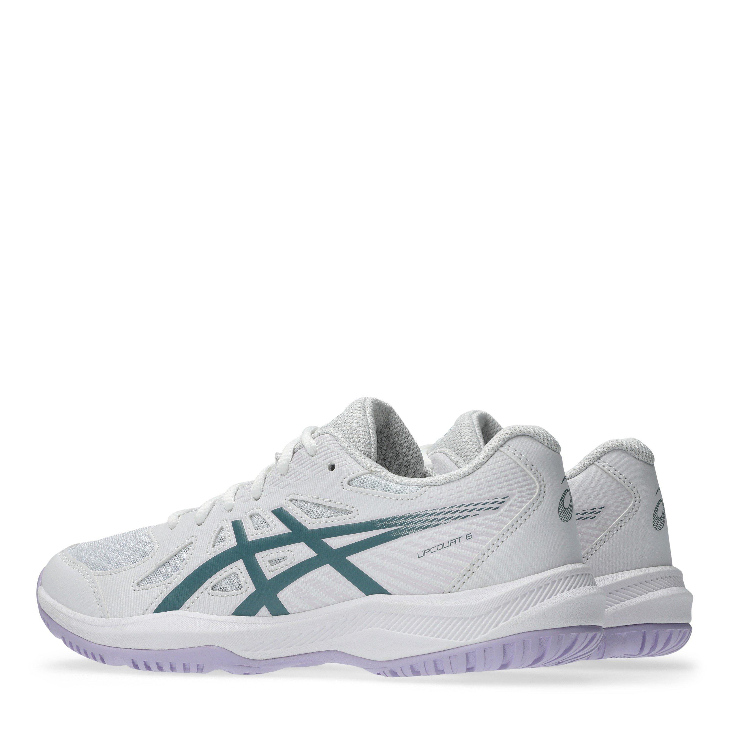 Wht/Foggy Teal - Asics - Upcourt 6 Womens Badminton Shoes - 5