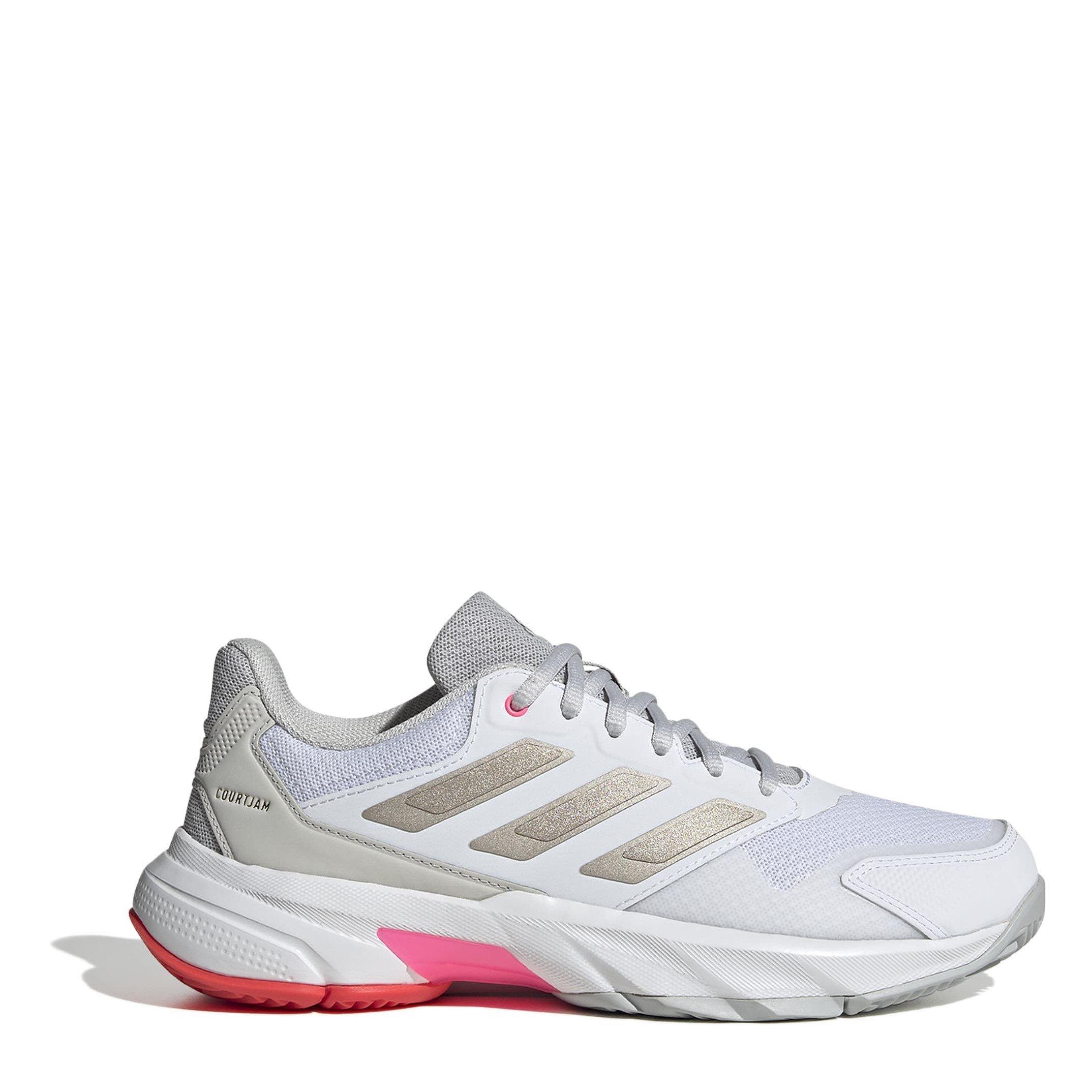 Adidas Women's Courtjam Control 3 Tennis Shoes - White/Pink - 5 (38)