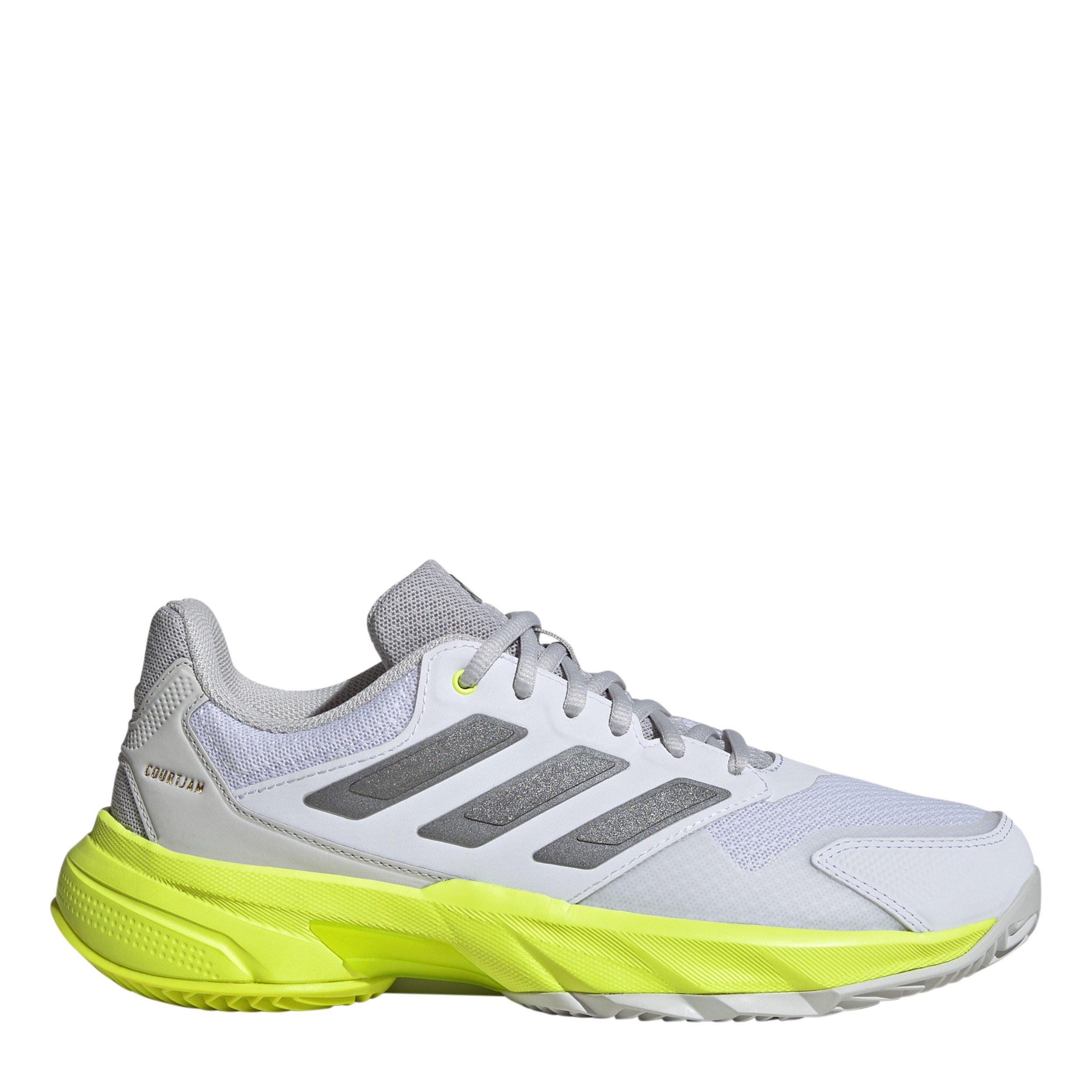White/Met/Lemon - adidas - Women's Courtjam Control 3 Clay Court Tennis Shoes - 1