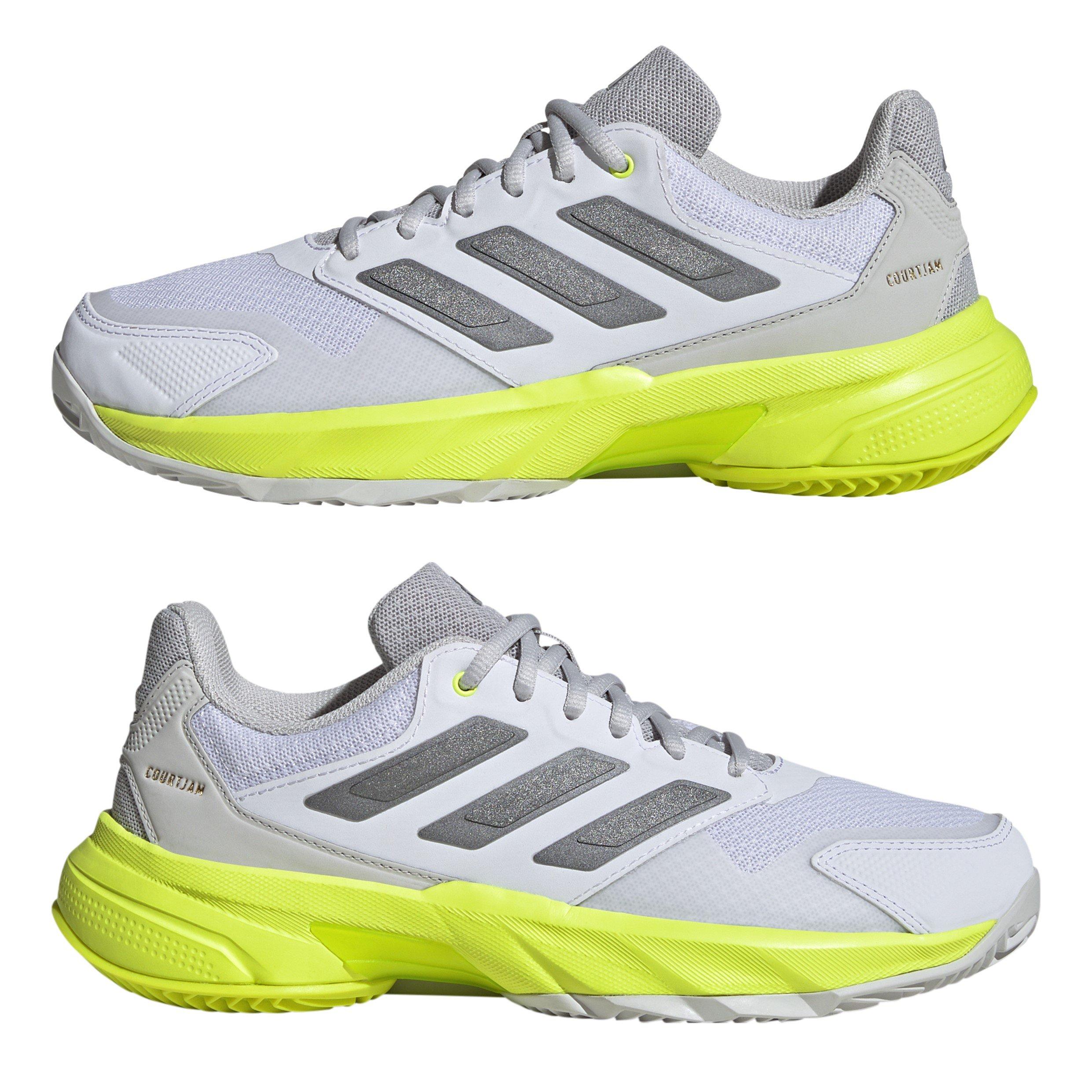 White/Met/Lemon - adidas - Courtjam Control 3 Clay Court Tennis Shoes - 9