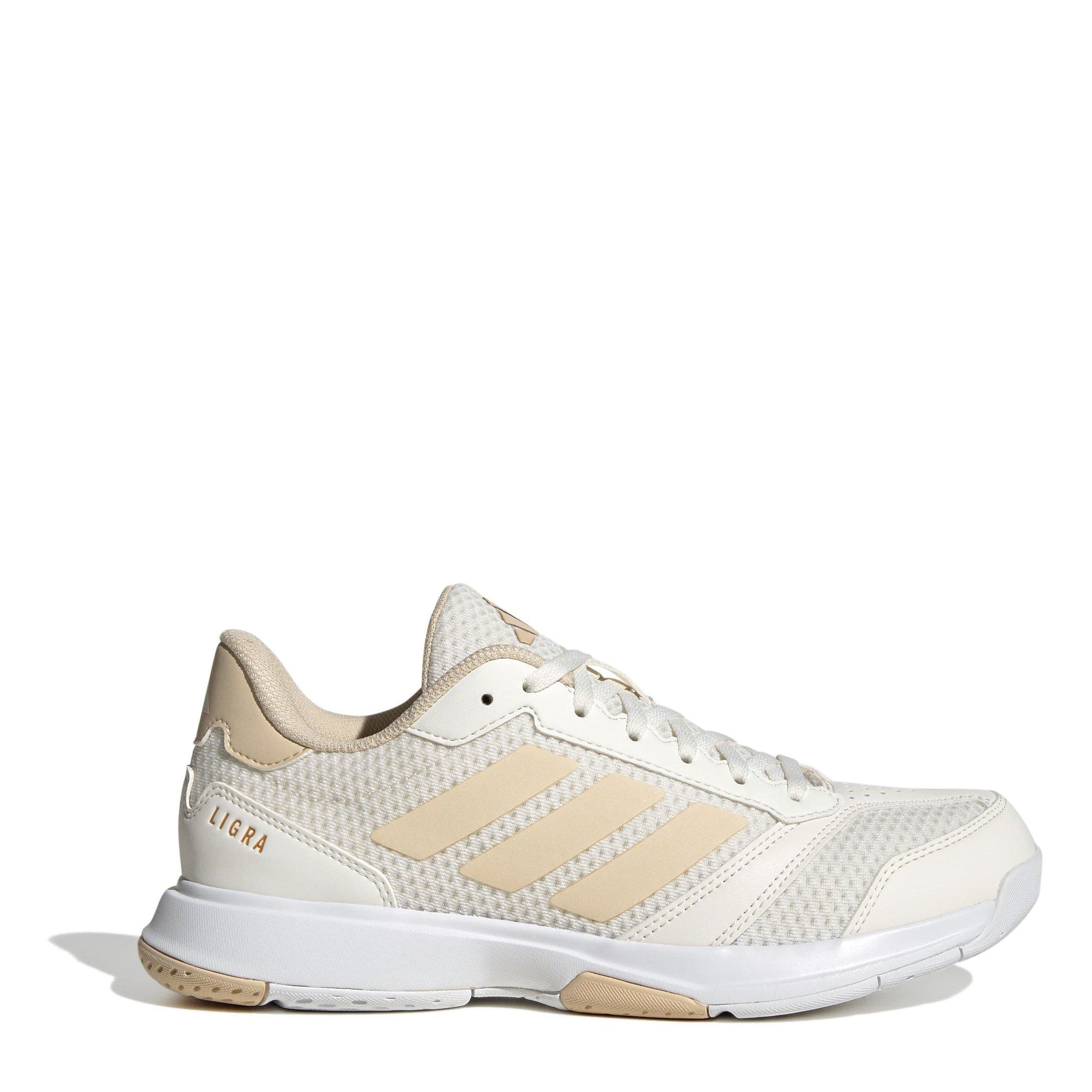 Adidas Women's Ligra 8 Indoor Shoes - White/Sand - 6 (39.3)