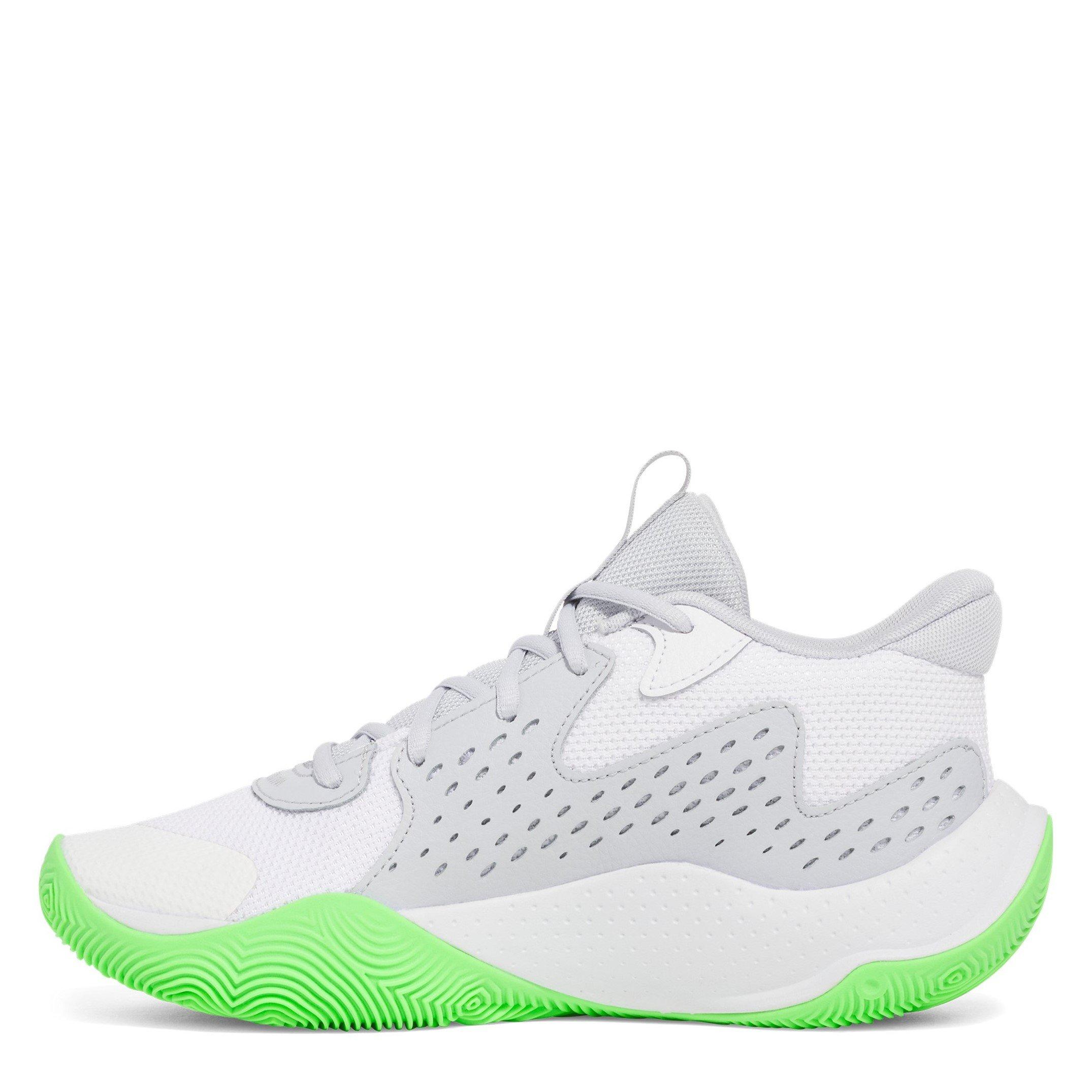 Wht/Green Shock - Under Armour - Jet 23 Mens Basketball Shoes - 2