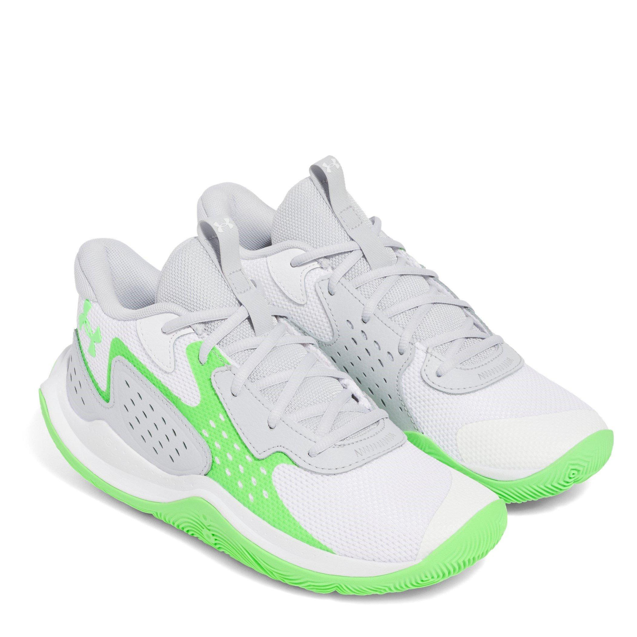 Wht/Green Shock - Under Armour - Jet 23 Mens Basketball Shoes - 5
