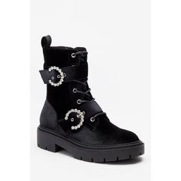 Be You Studio Velvet Diamante Biker Boot