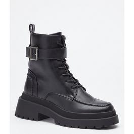 Be You Studio High Cut Lace Up Buckle Biker Boot