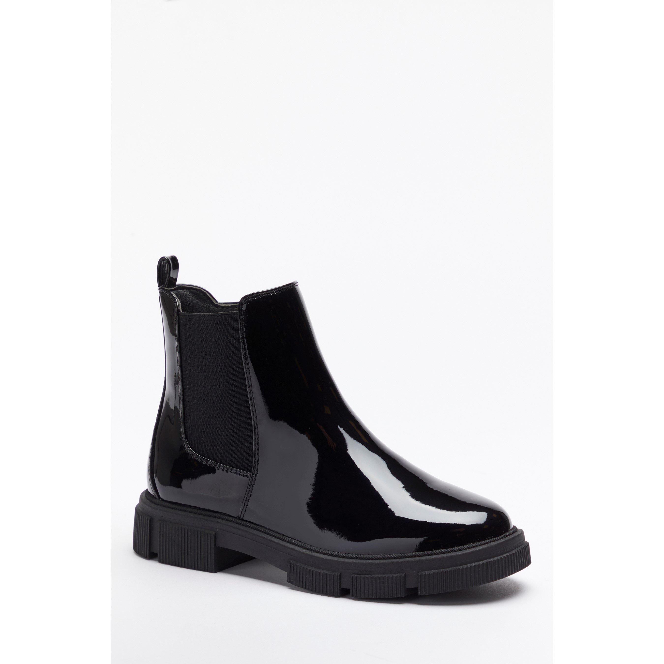 Negro - Be You - Botín Chelsea de charol para chicas de estudio - 1