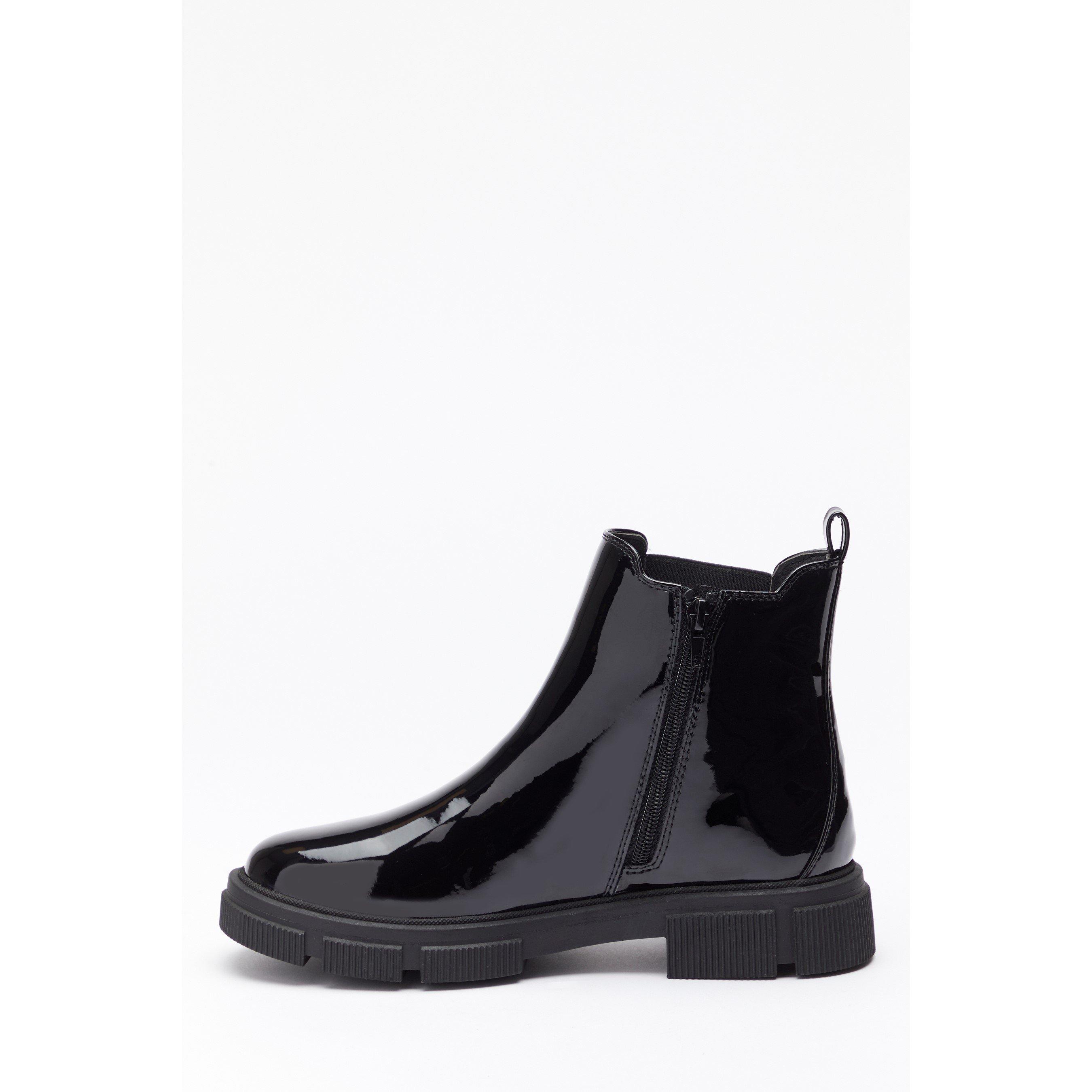 Negro - Be You - Botín Chelsea de charol para chicas de estudio - 2