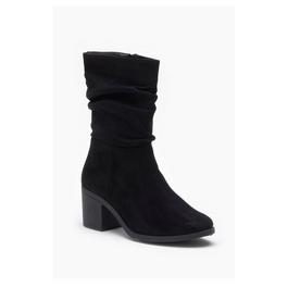 Be You Studio Faux Suede Slouch Block Heel Boot