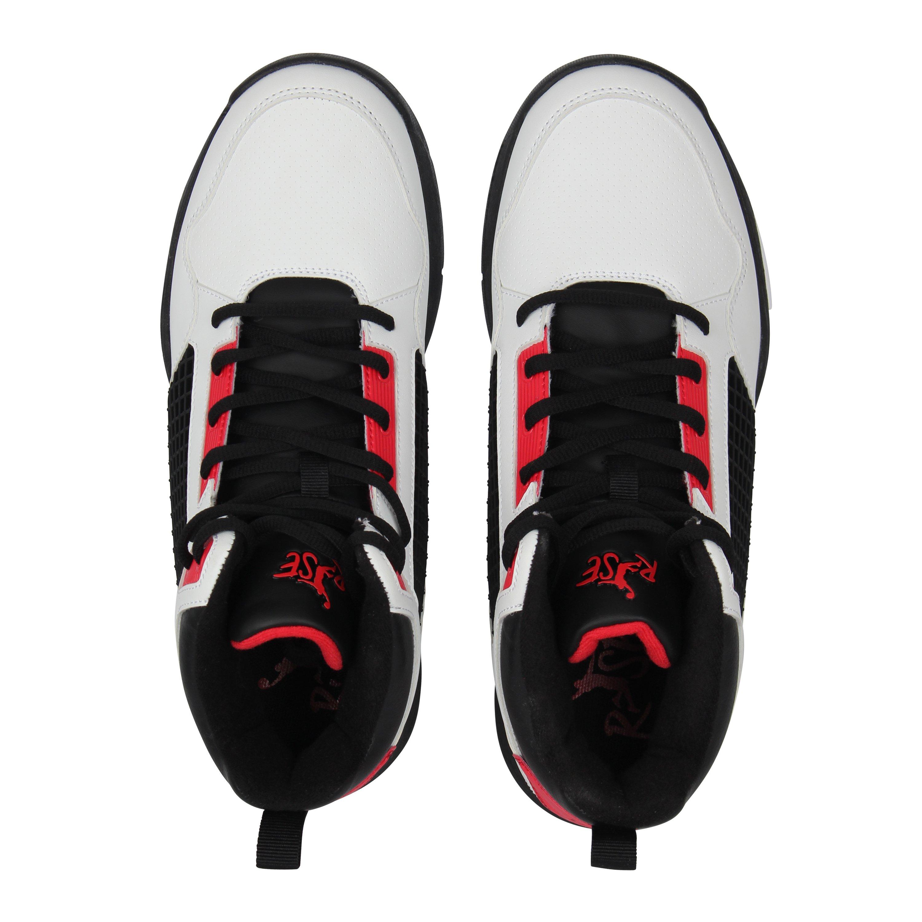 White/Black/Red - Rise - Reverse Basketball Trainers Mens - 5