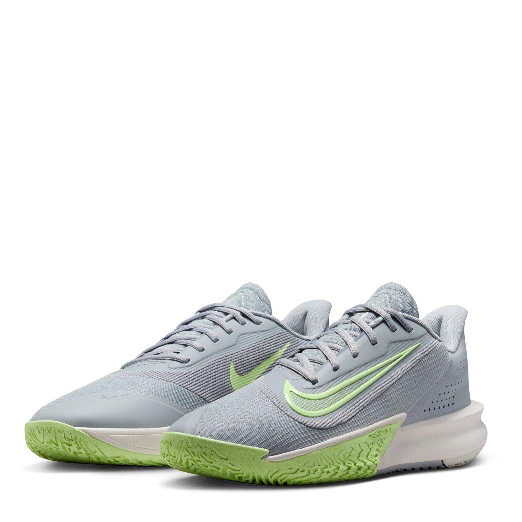 Grey/Green - Nike - Precision 7 Adults Basketball Shoes - 4