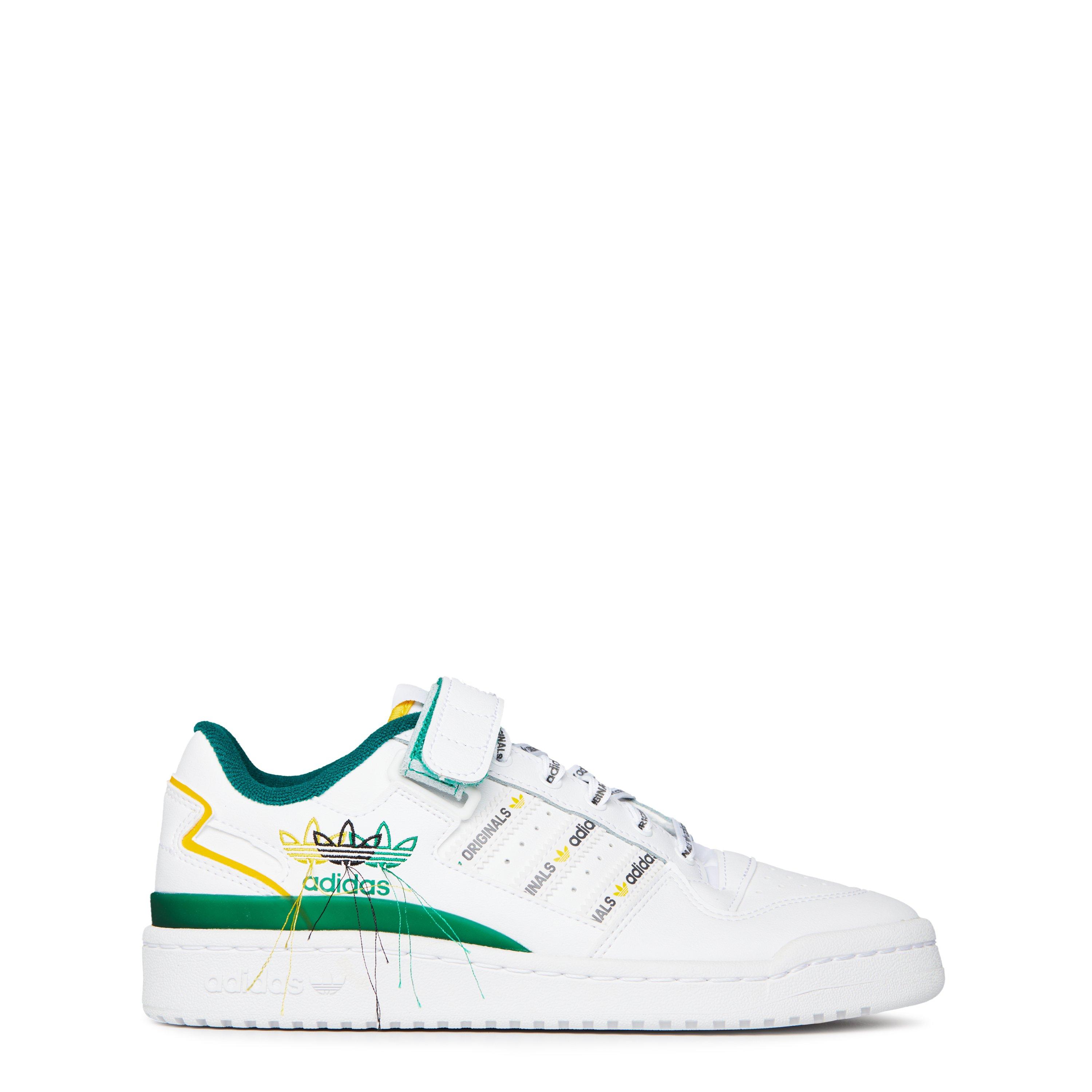 White/Green - adidas Originals - Men's Forum Low Basketball Trainers - 1