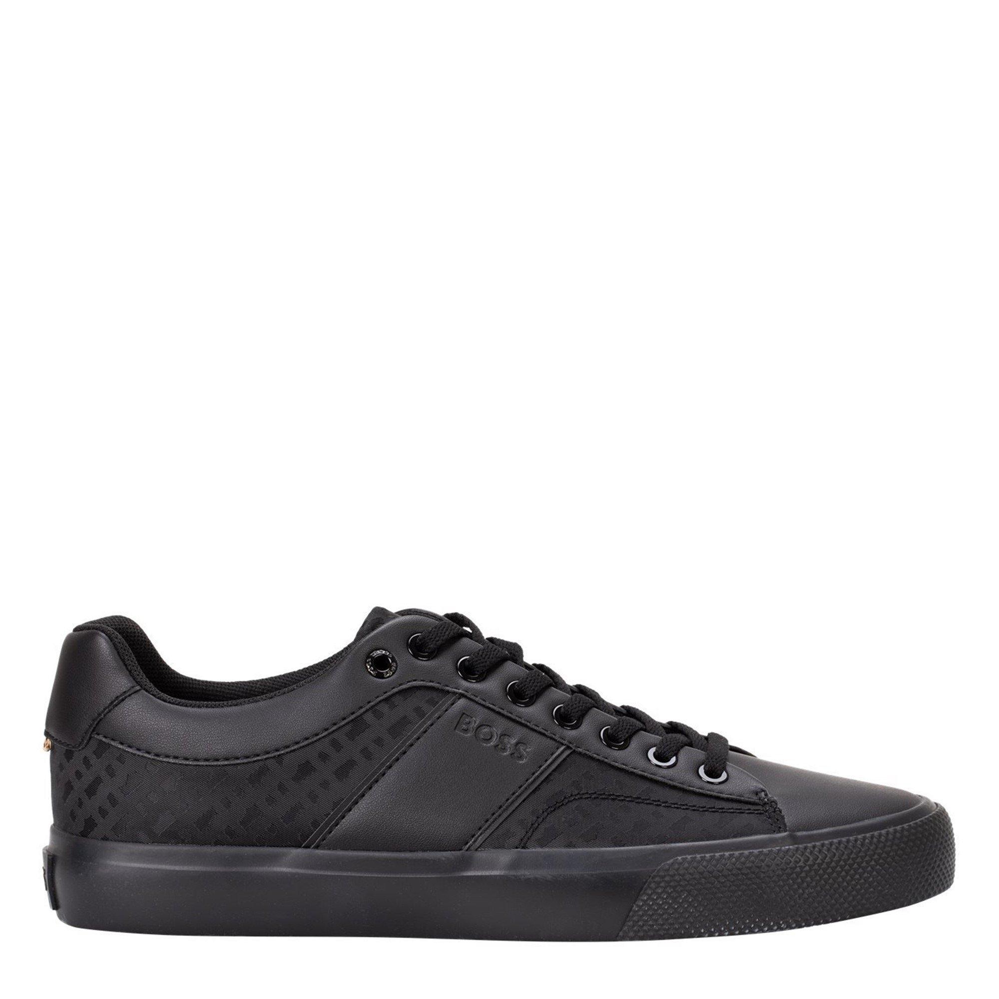 Black Mono 005 - Boss - Men's Aiden Leather Water Resistant Trainers - 1