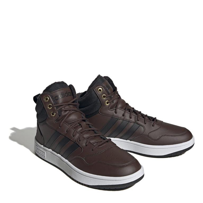 Marron/CNoir - adidas - Hoops 3.0 Mid Lifestyle Basketball Classic Fur Lining Winterized Shoes - 3