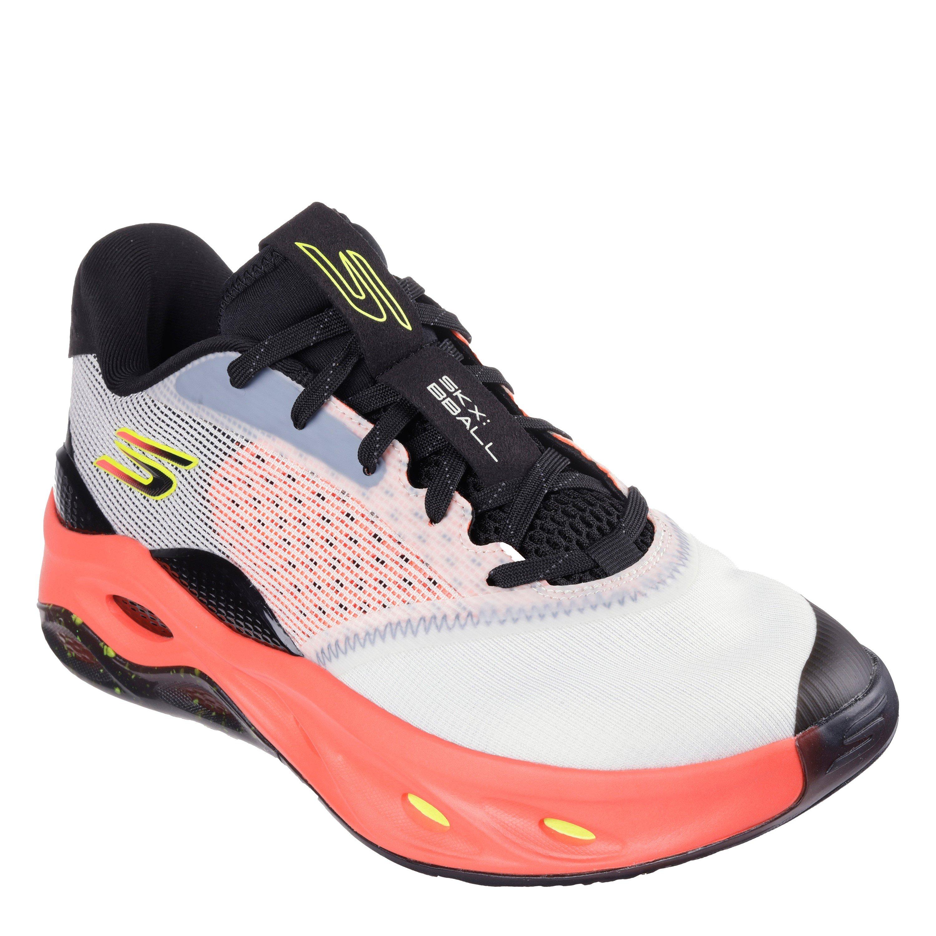 Branco/Laranja - Skechers - Durable Stability Mesh Comfort Coll High-Top Trainers Mens - 1