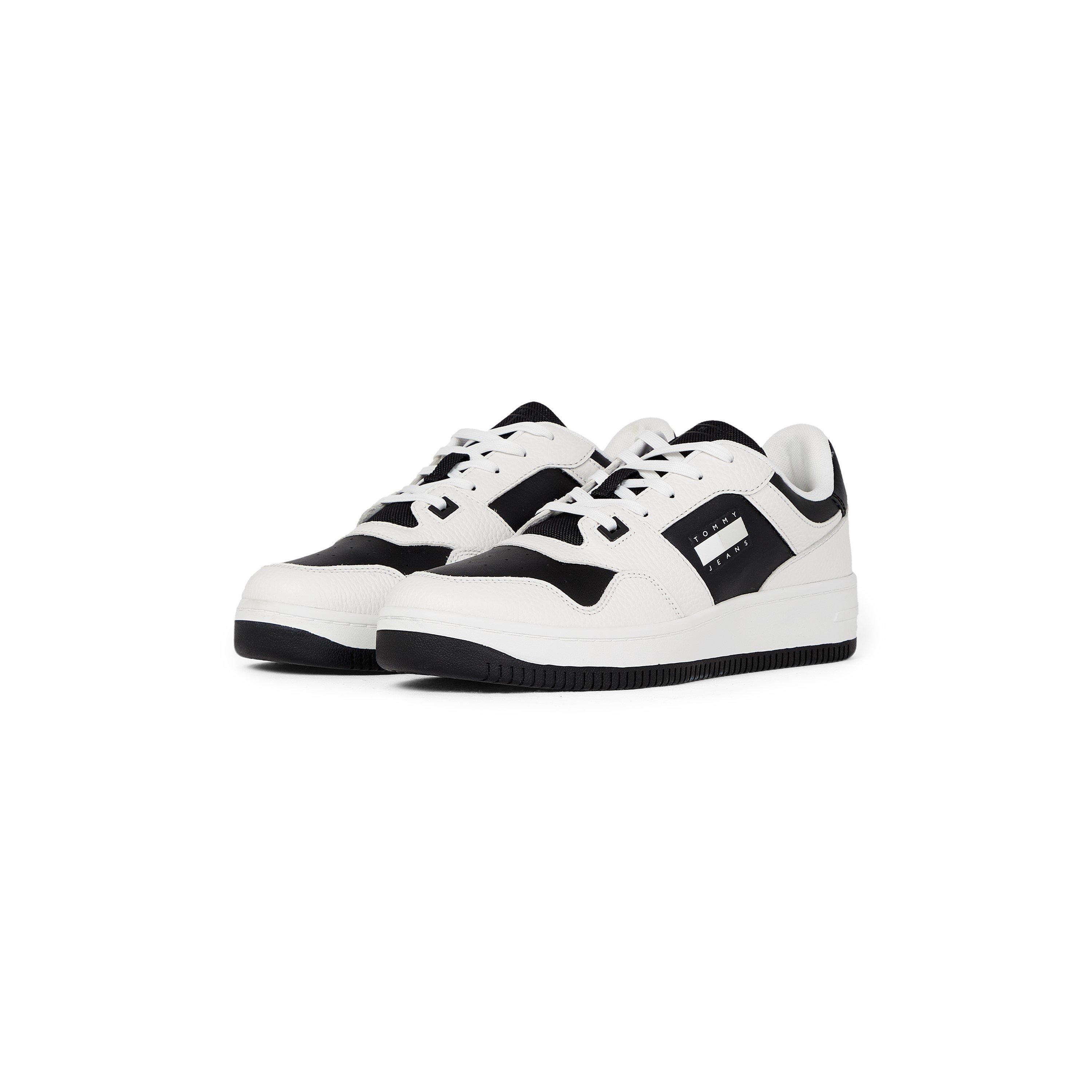 Wit/Zwart - Tommy Jeans - Retro Leather Basket Trainers - 4