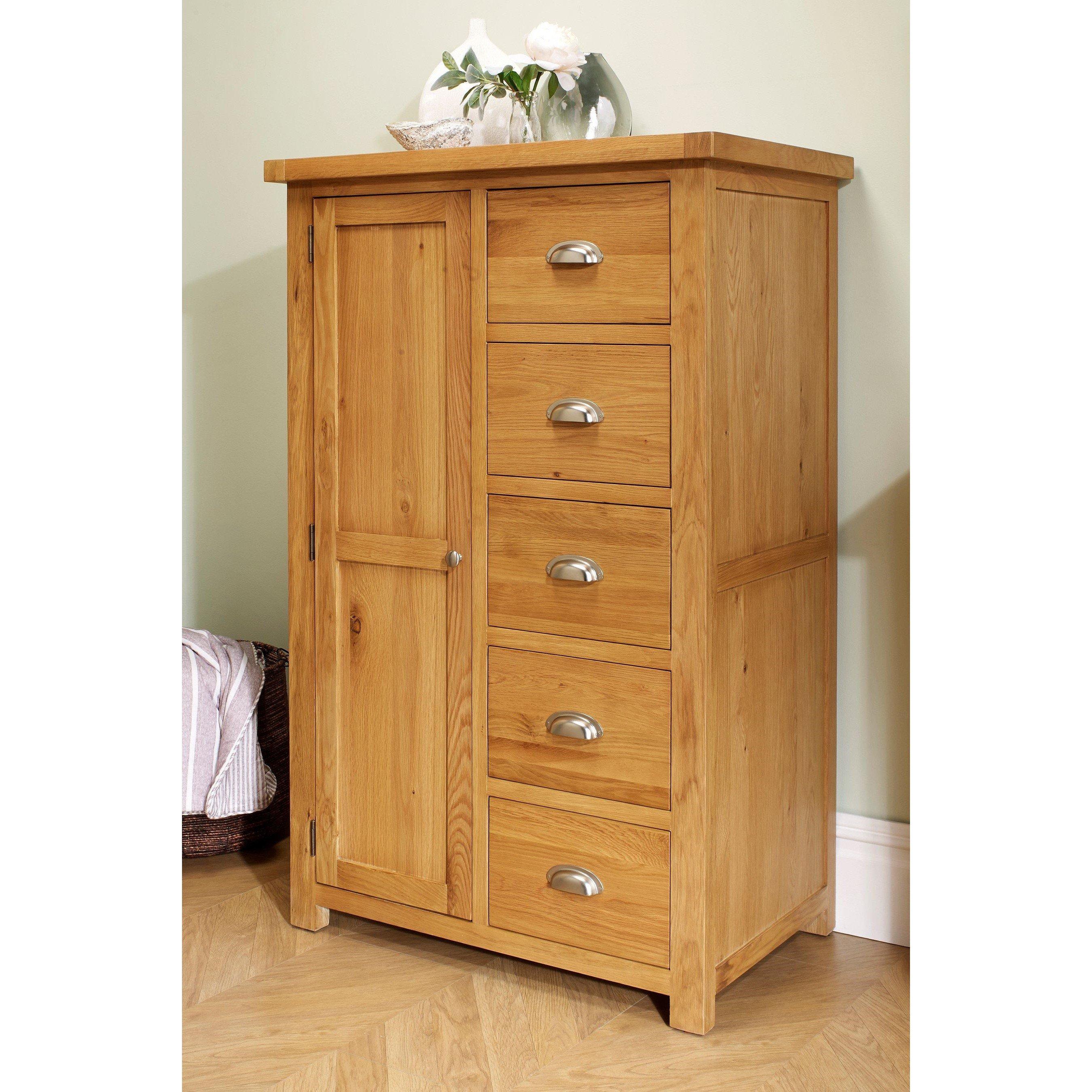 Oak - Birlea - Woburn 1 Door 5 Drawer Wardrobe