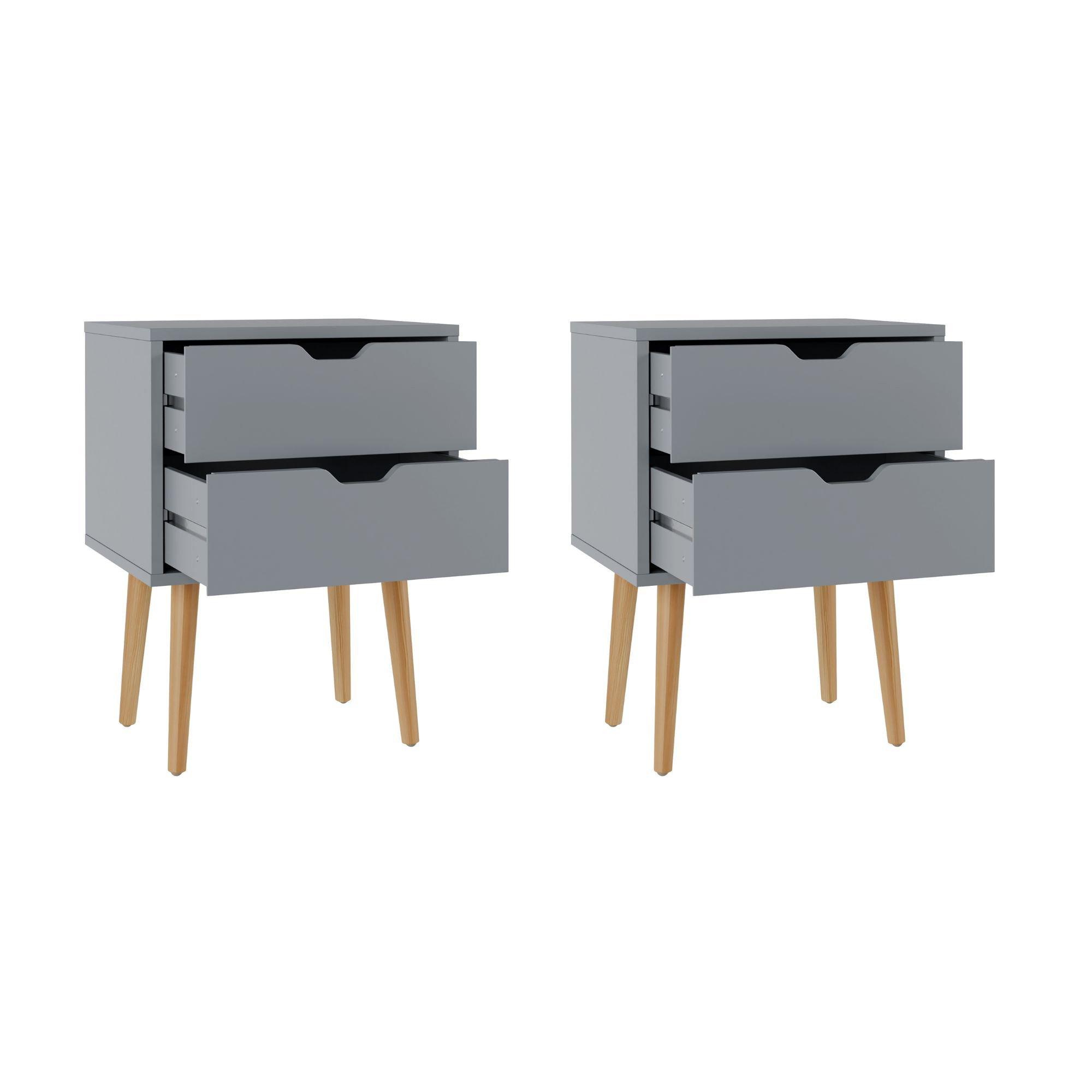 Dark Grey - GFW - Nyborg Pair Of 2 Drawer Bedsides - 7
