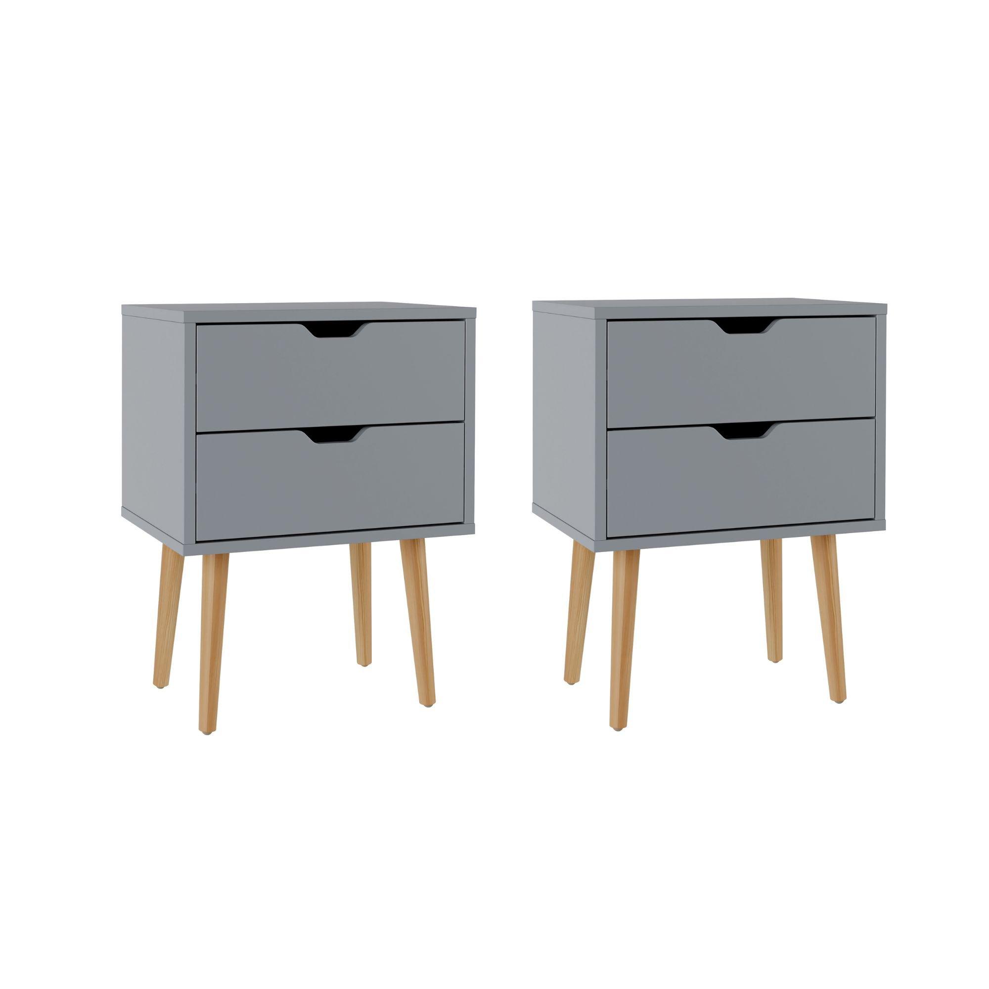 Dark Grey - GFW - Nyborg Pair Of 2 Drawer Bedsides - 8