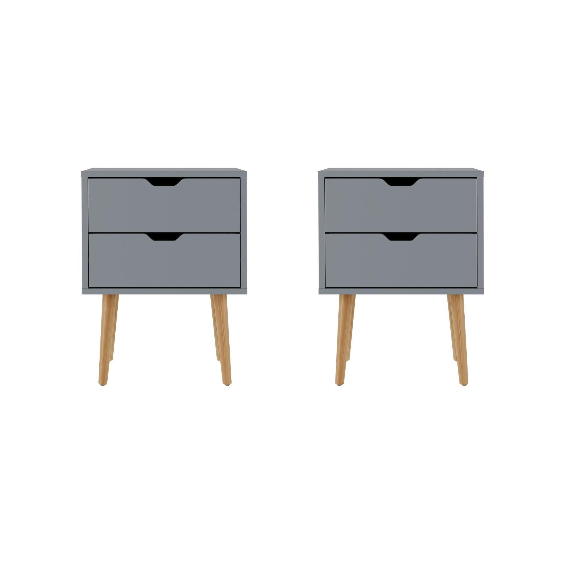 Dark Grey - GFW - Nyborg Pair Of 2 Drawer Bedsides - 9