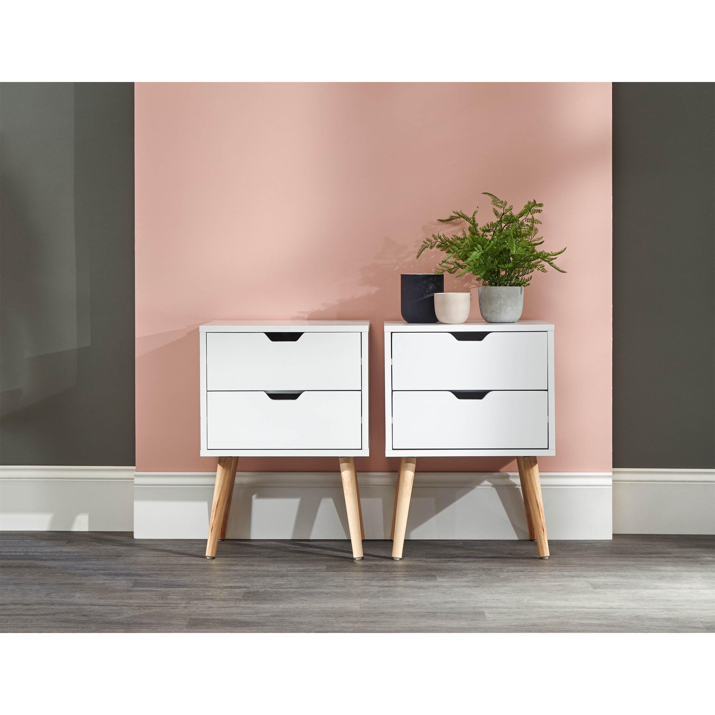 Gfw  Nyborg Pair Of 2 Drawer Bedsides - White