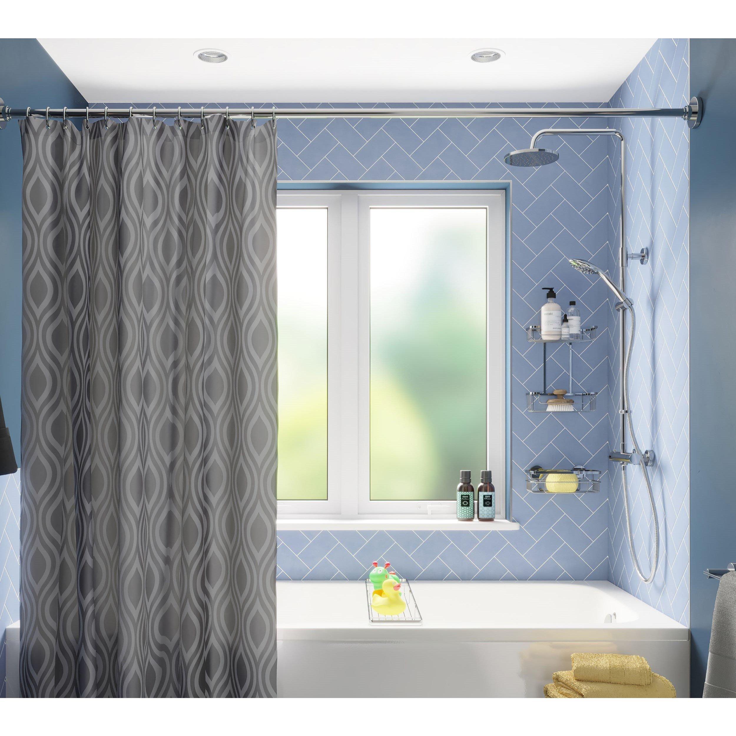 Grey - Croydex - Medallion Textile Shower Curtain - 1