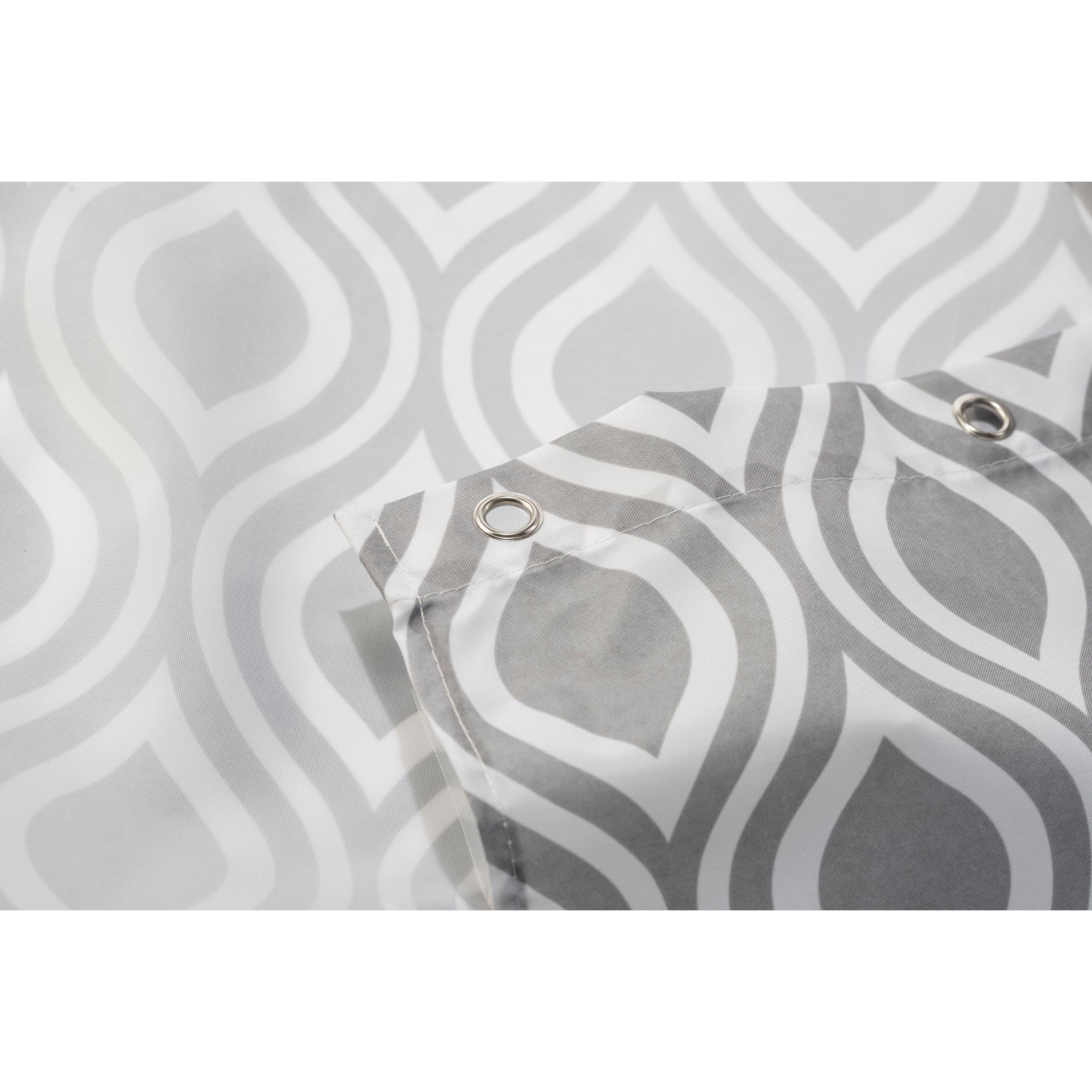 Grey - Croydex - Medallion Textile Shower Curtain - 3