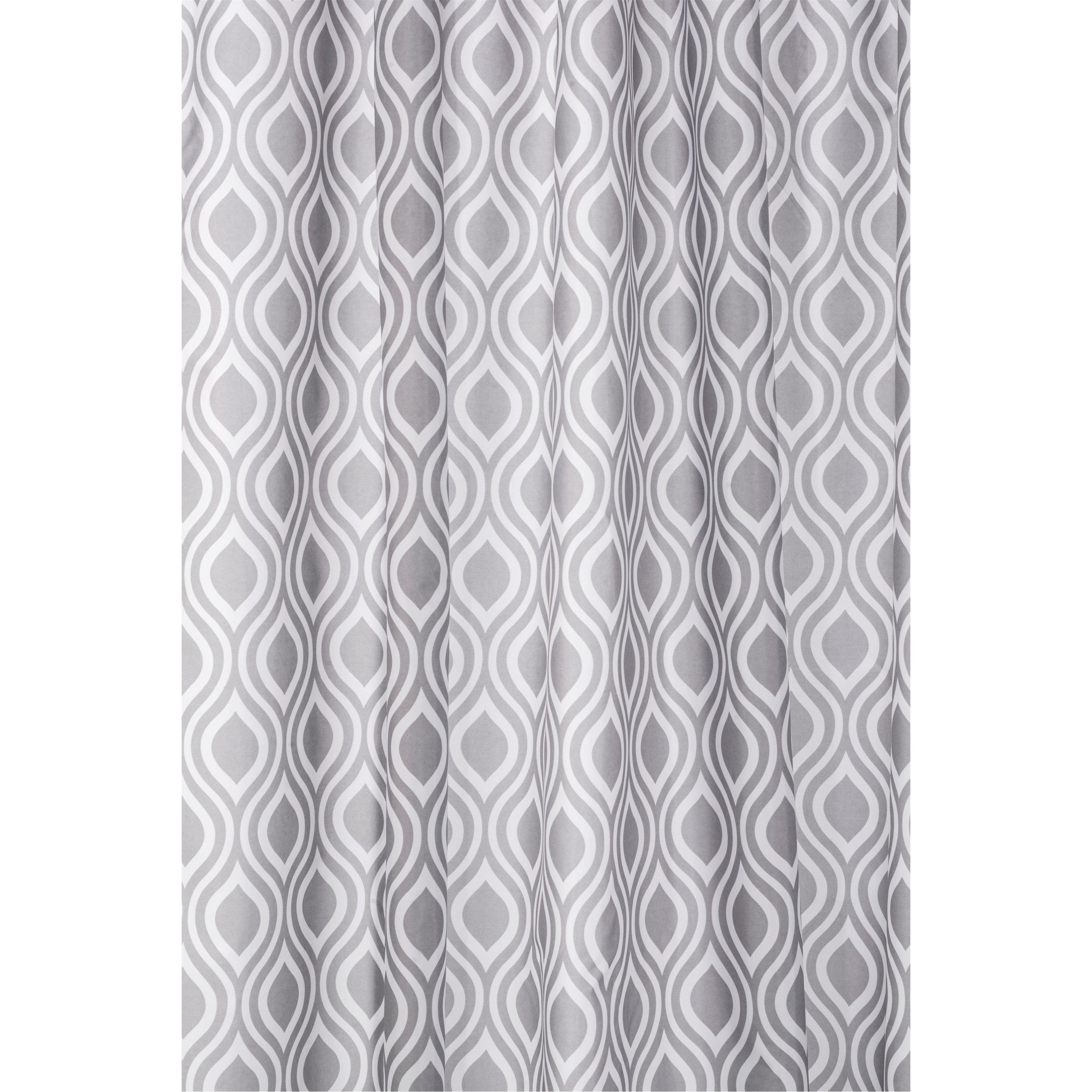 Grey - Croydex - Medallion Textile Shower Curtain - 5