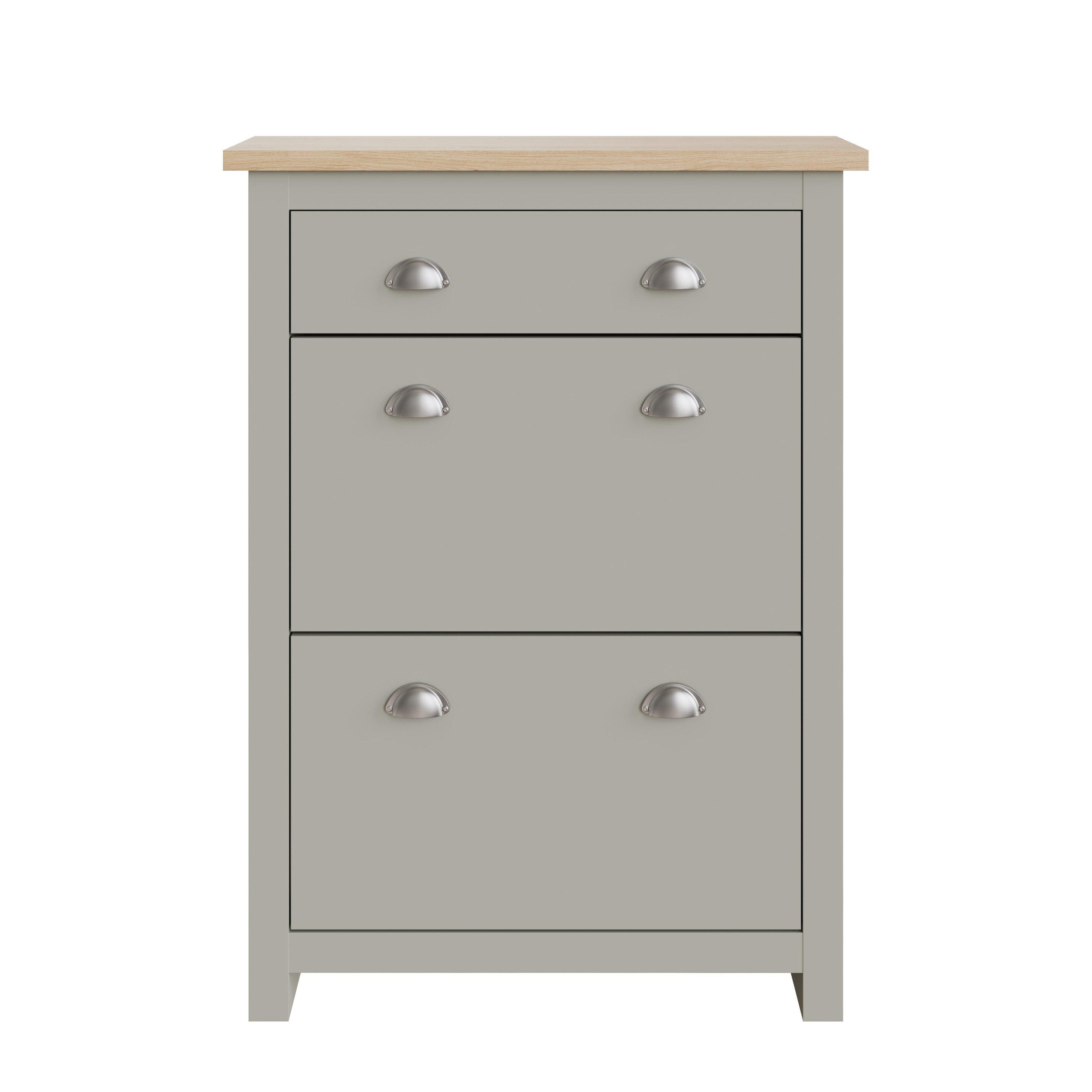 Grey - GFW - GFW Lancaster 2 Door 1 Drawer Shoe Cabinet - 2
