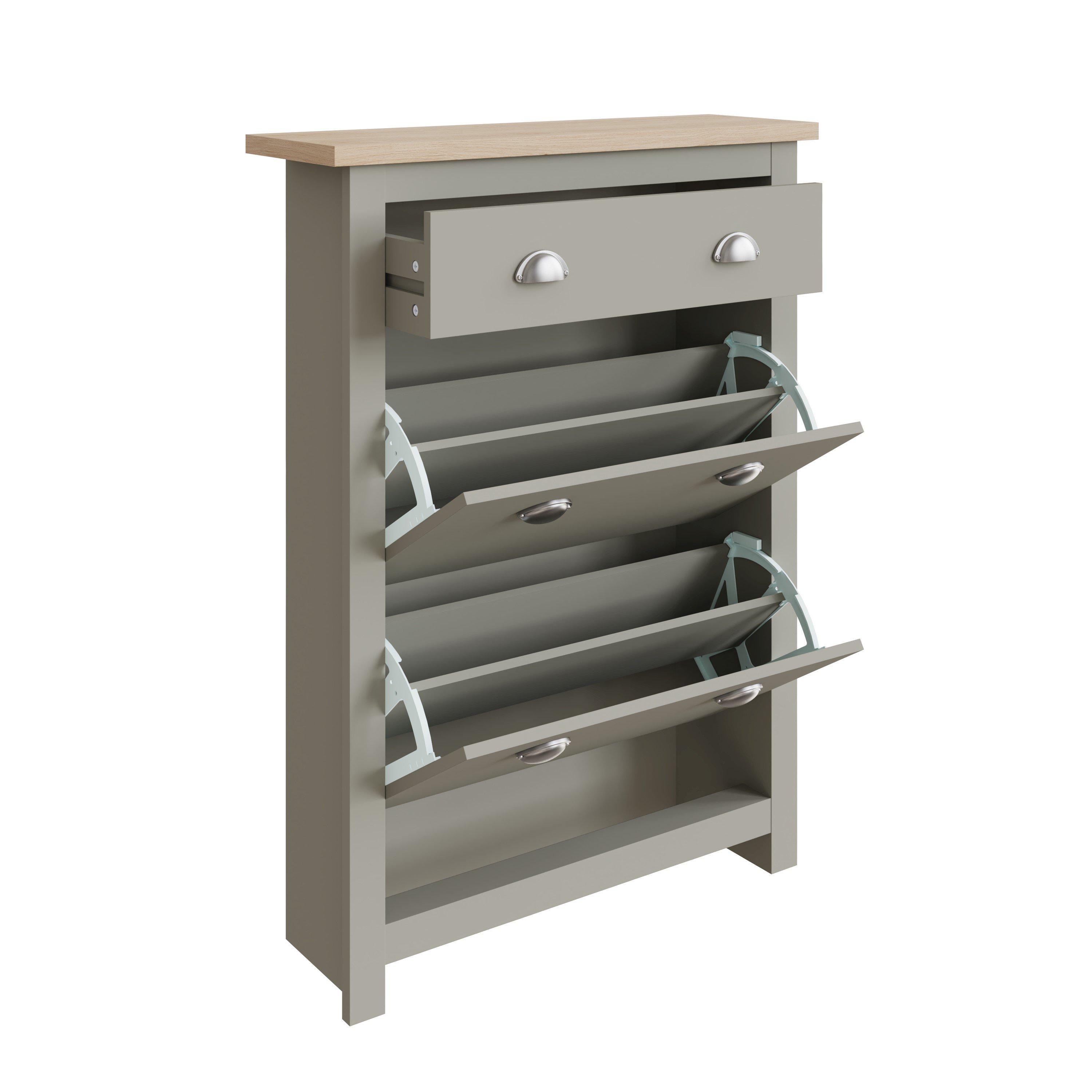 Grey - GFW - GFW Lancaster 2 Door 1 Drawer Shoe Cabinet - 5