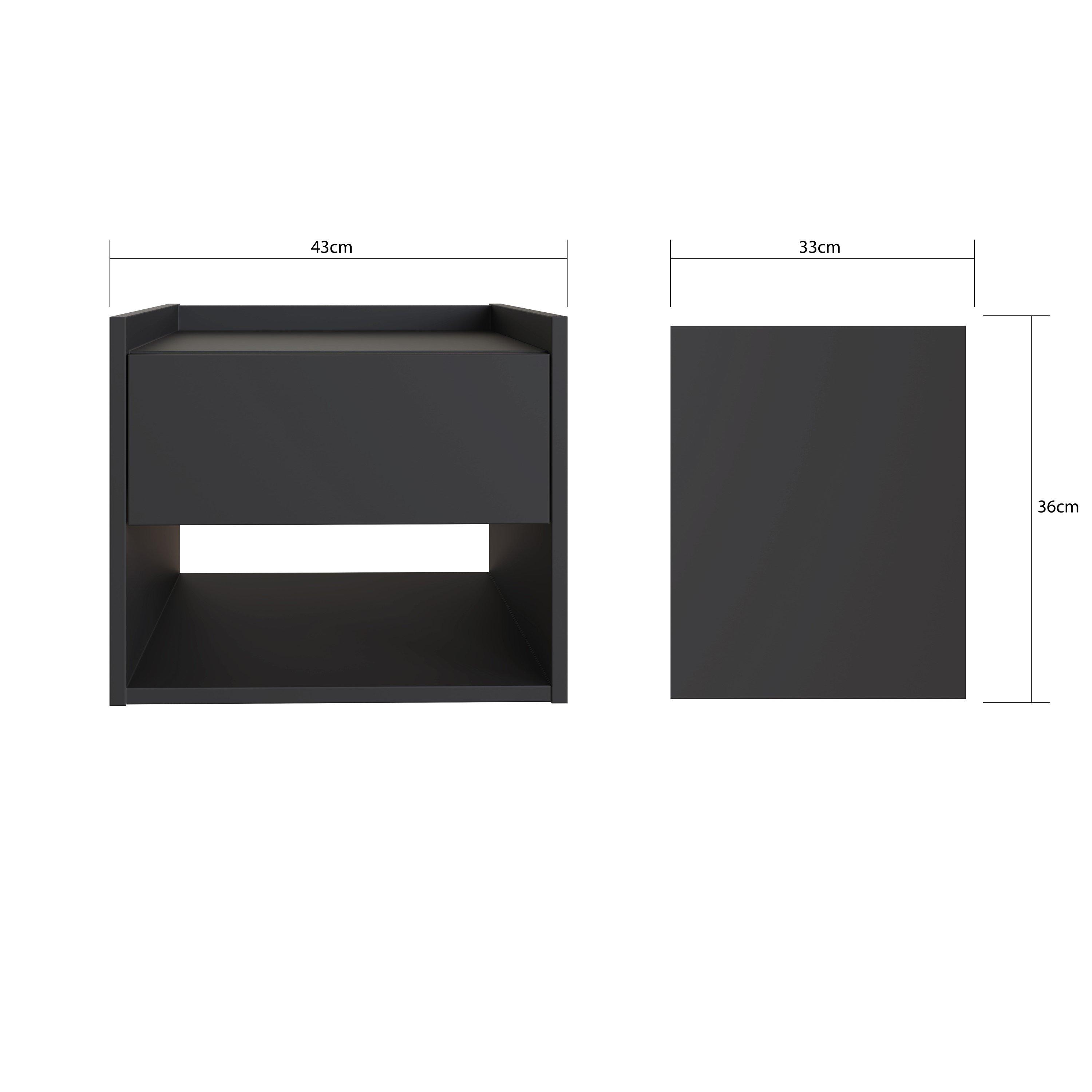 Anthracite - GFW - GFW Harmony Wall Mounted Pair of Bedside Tables - 7