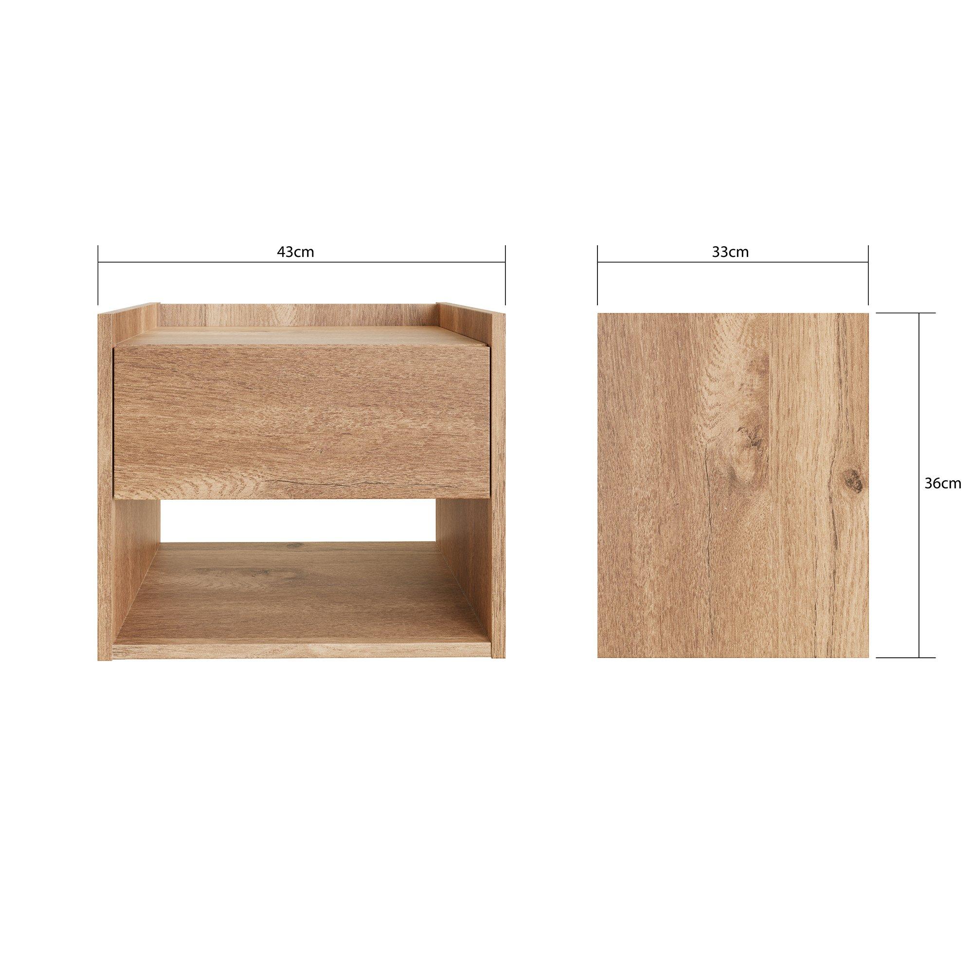 Oak - GFW - Harmony Wall Mounted Pair of Bedside Tables - 6
