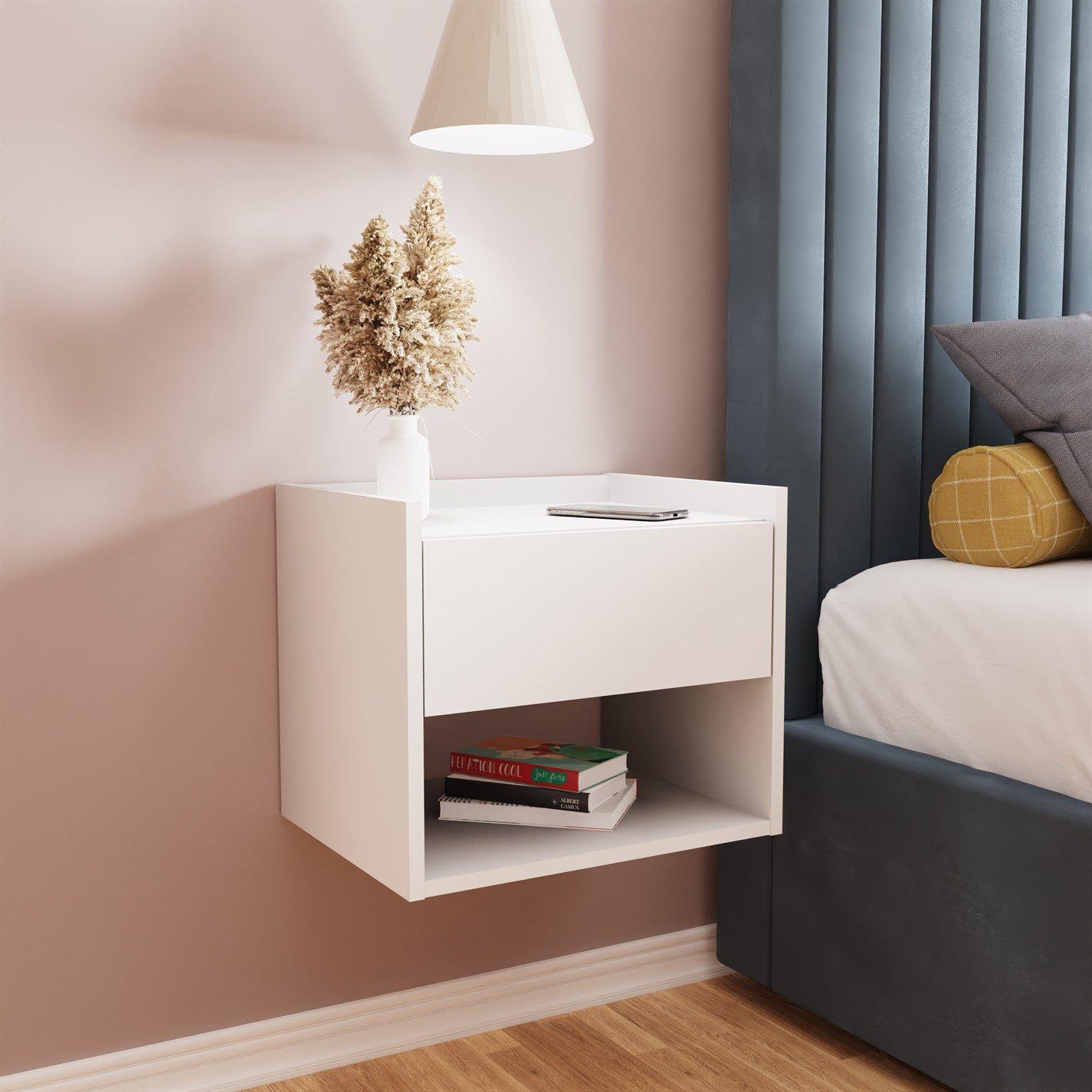 Gfw  Harmony Wall Mounted Pair Of Bedside Tables - White
