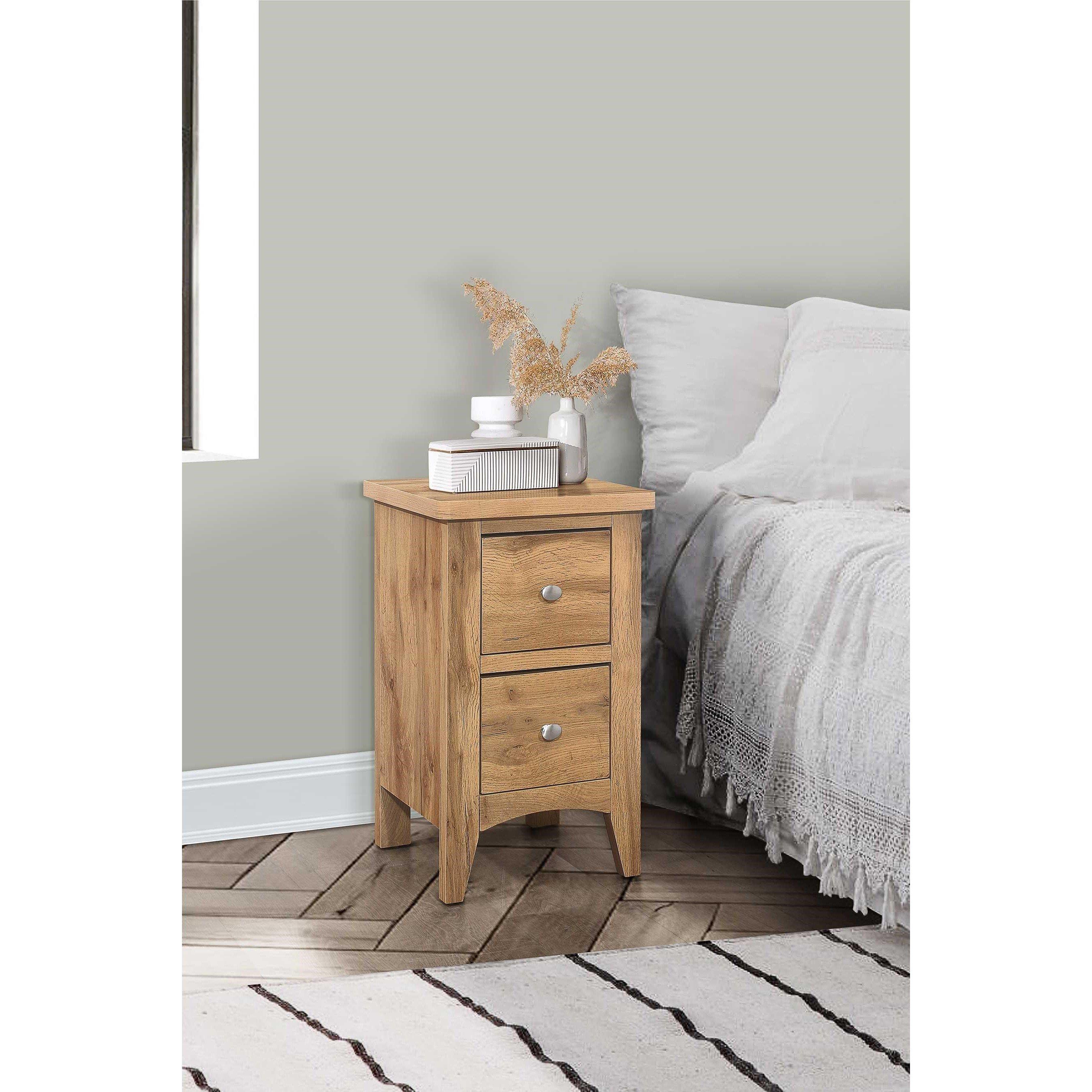 Oak - Birlea - Hampstead 2 Drawer Bedside Table