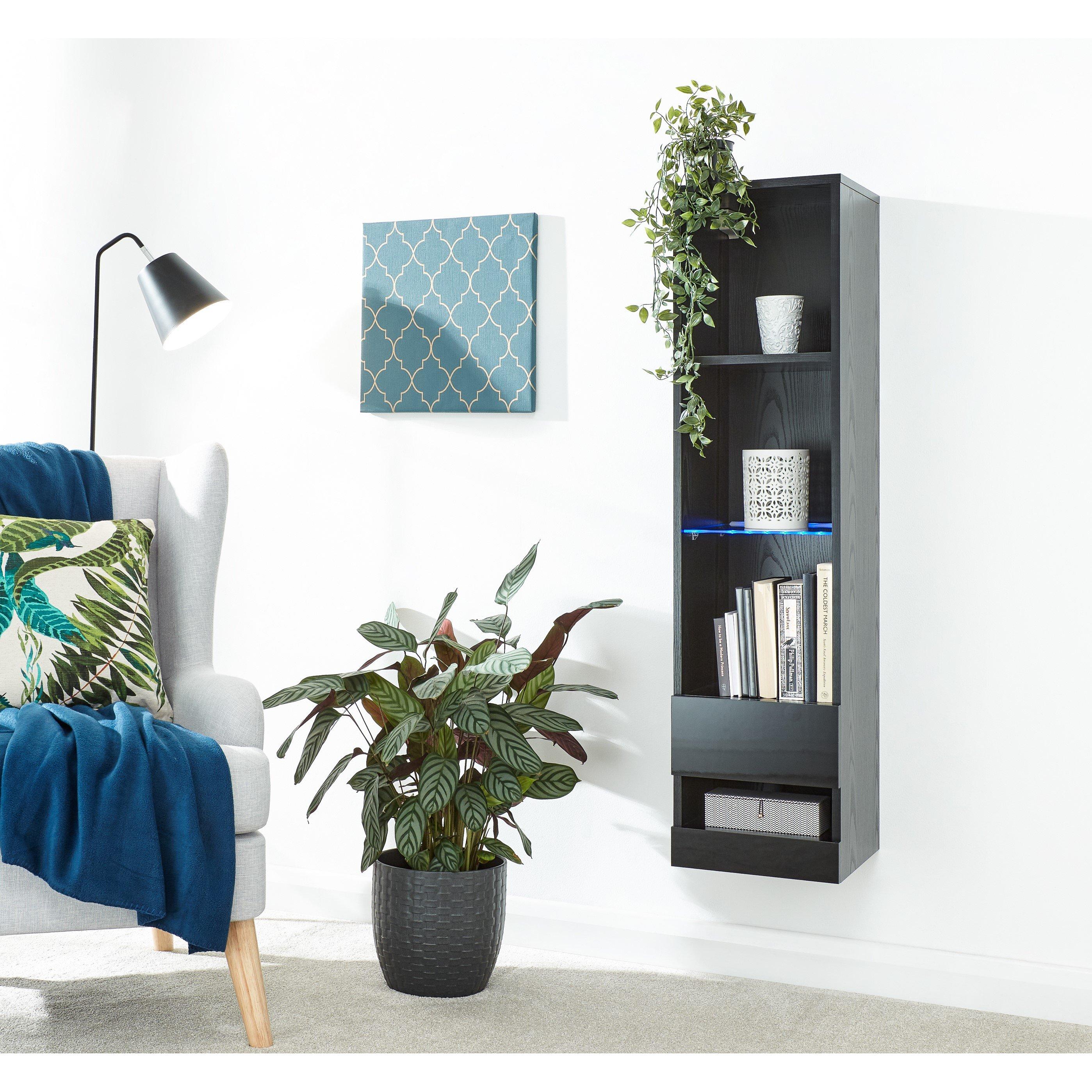 Grey - GFW - GFW Galicia Tall Shelf Unit with LED - 1