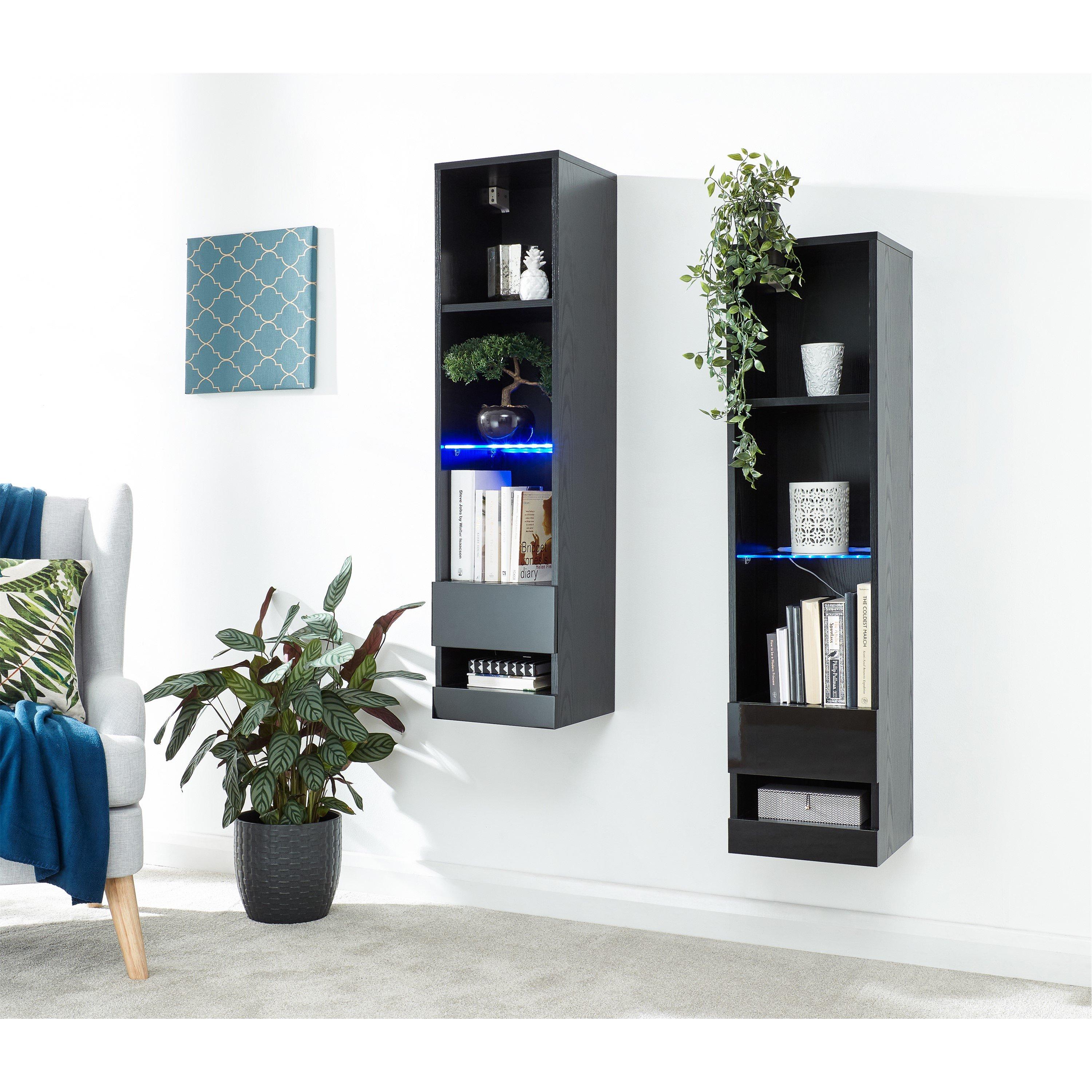 Grey - GFW - GFW Galicia Tall Shelf Unit with LED - 5
