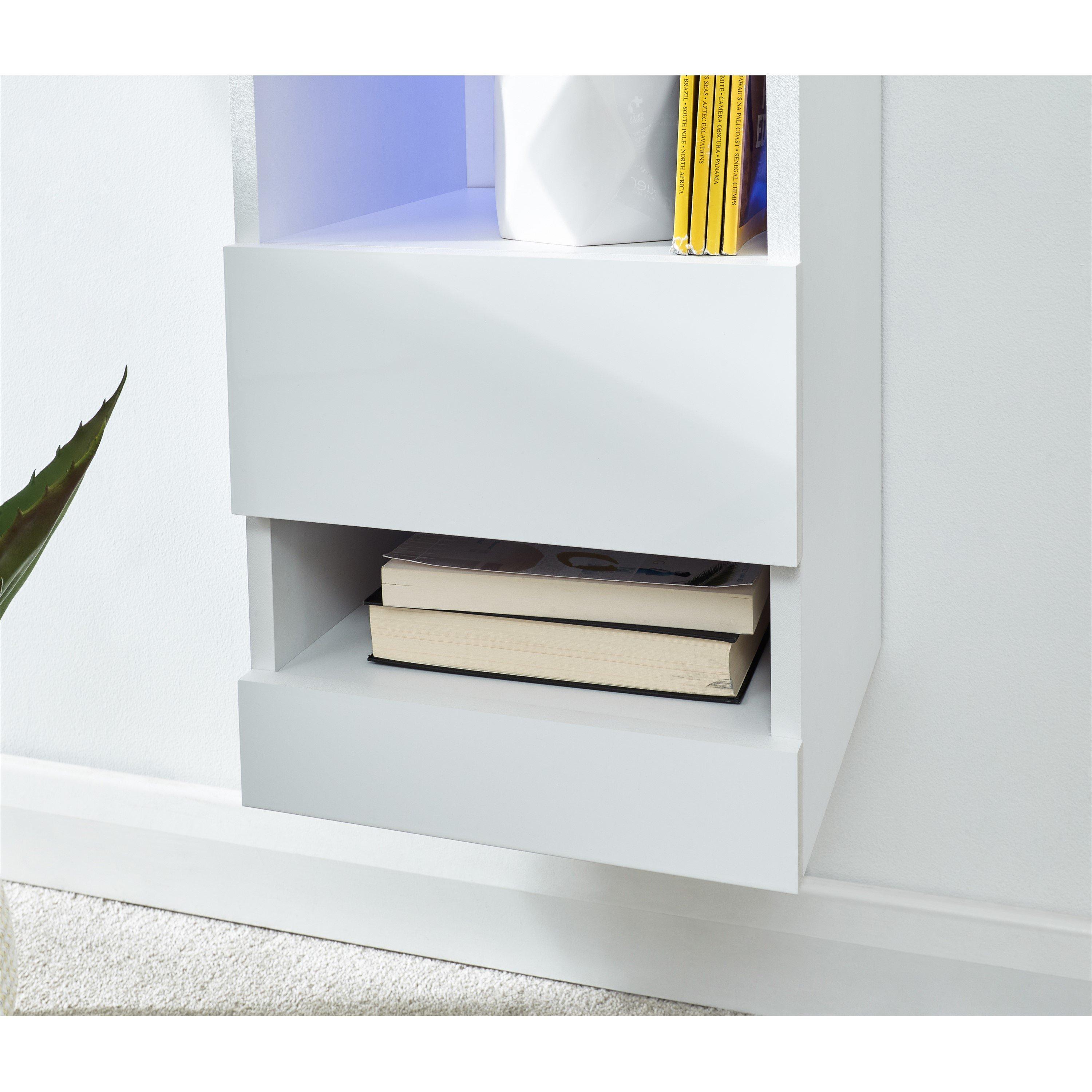 White - GFW - Galicia Tall Shelf Unit with LED - 4