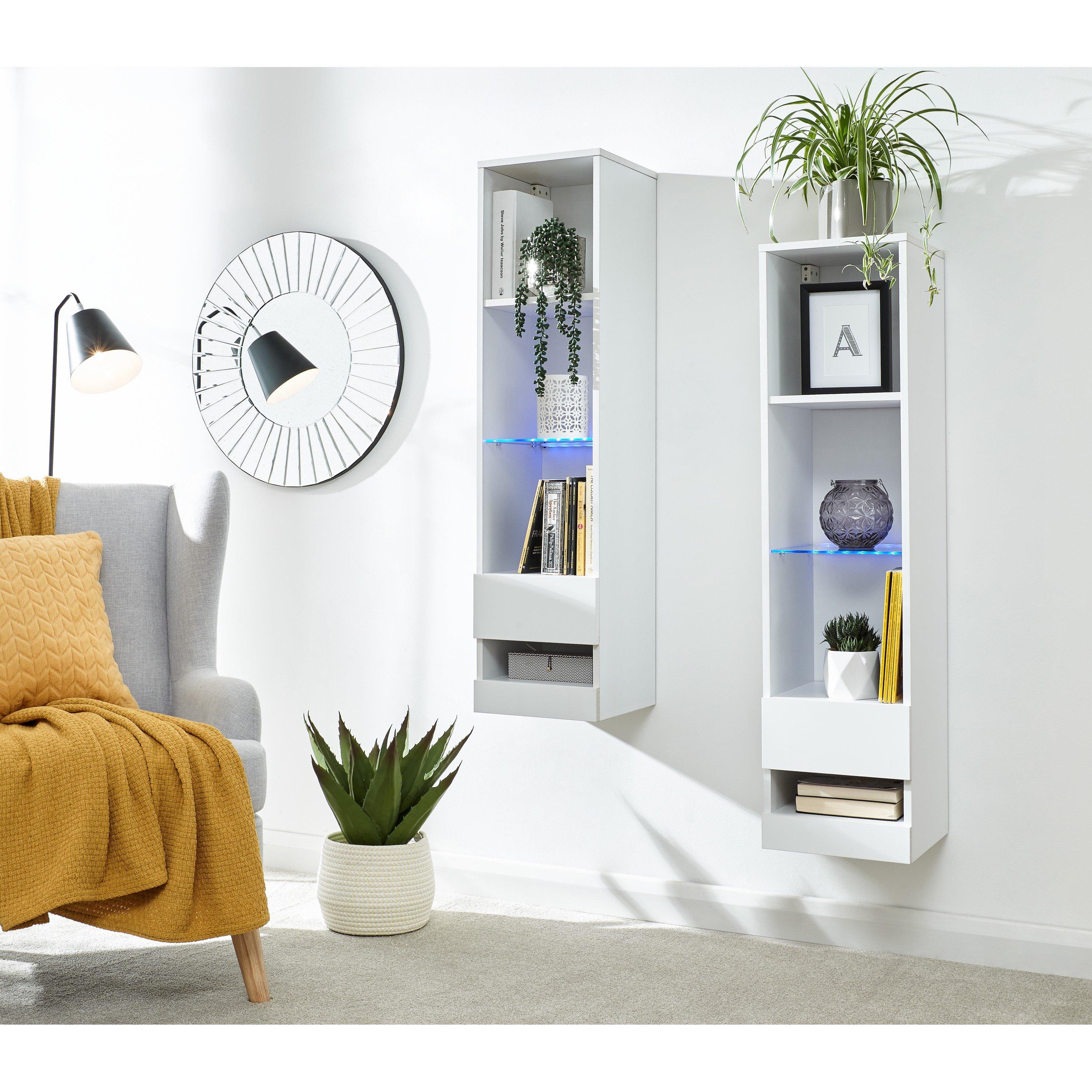 White - GFW - Galicia Tall Shelf Unit with LED - 6