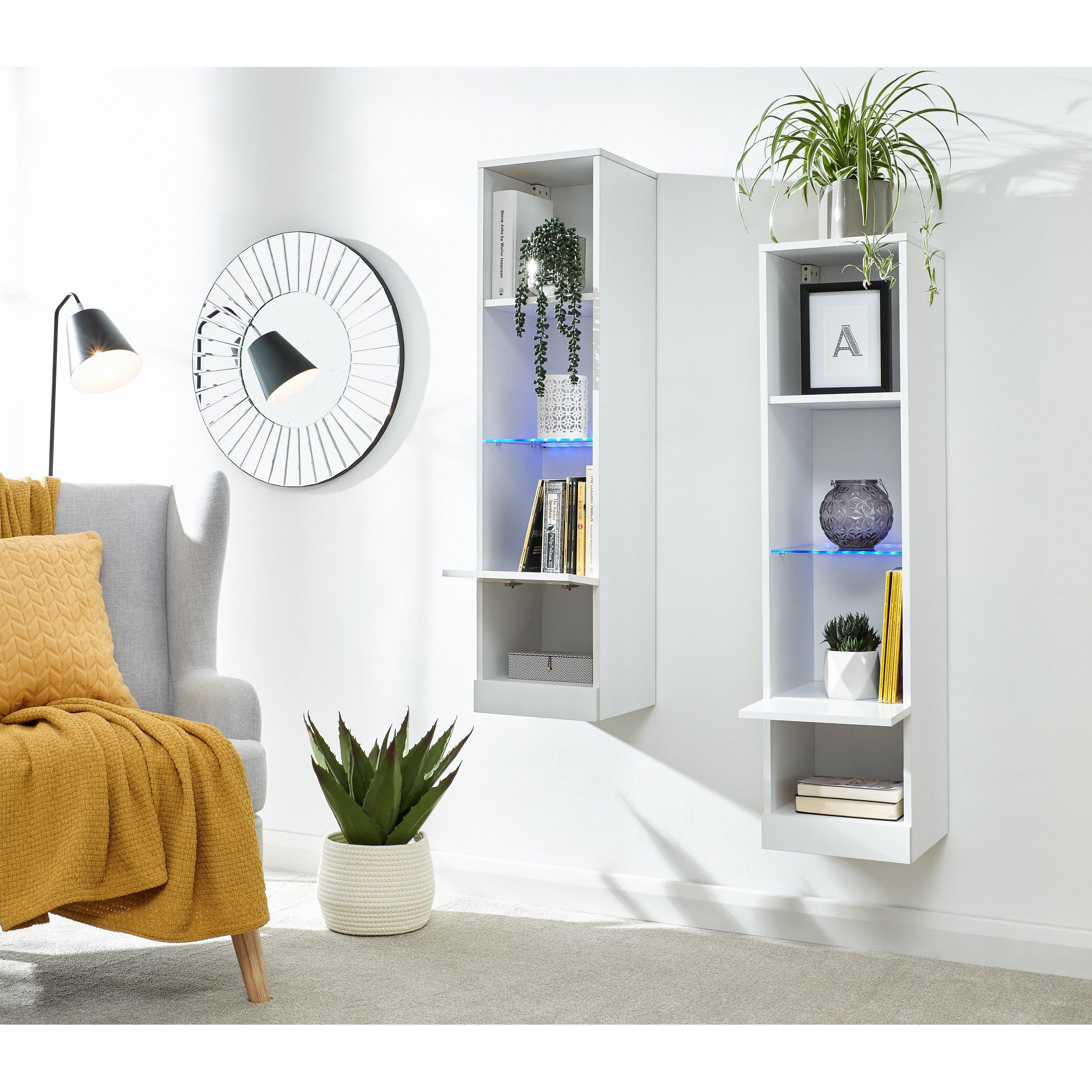 White - GFW - Galicia Tall Shelf Unit with LED - 7