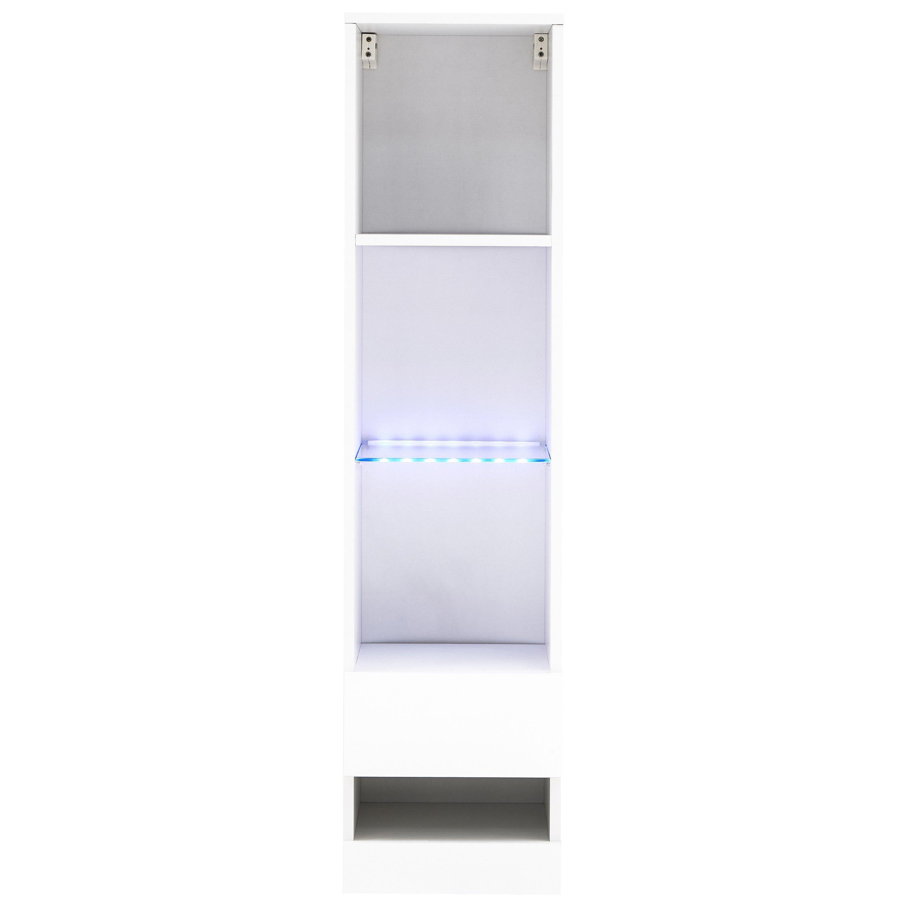 White - GFW - Galicia Tall Shelf Unit with LED - 8