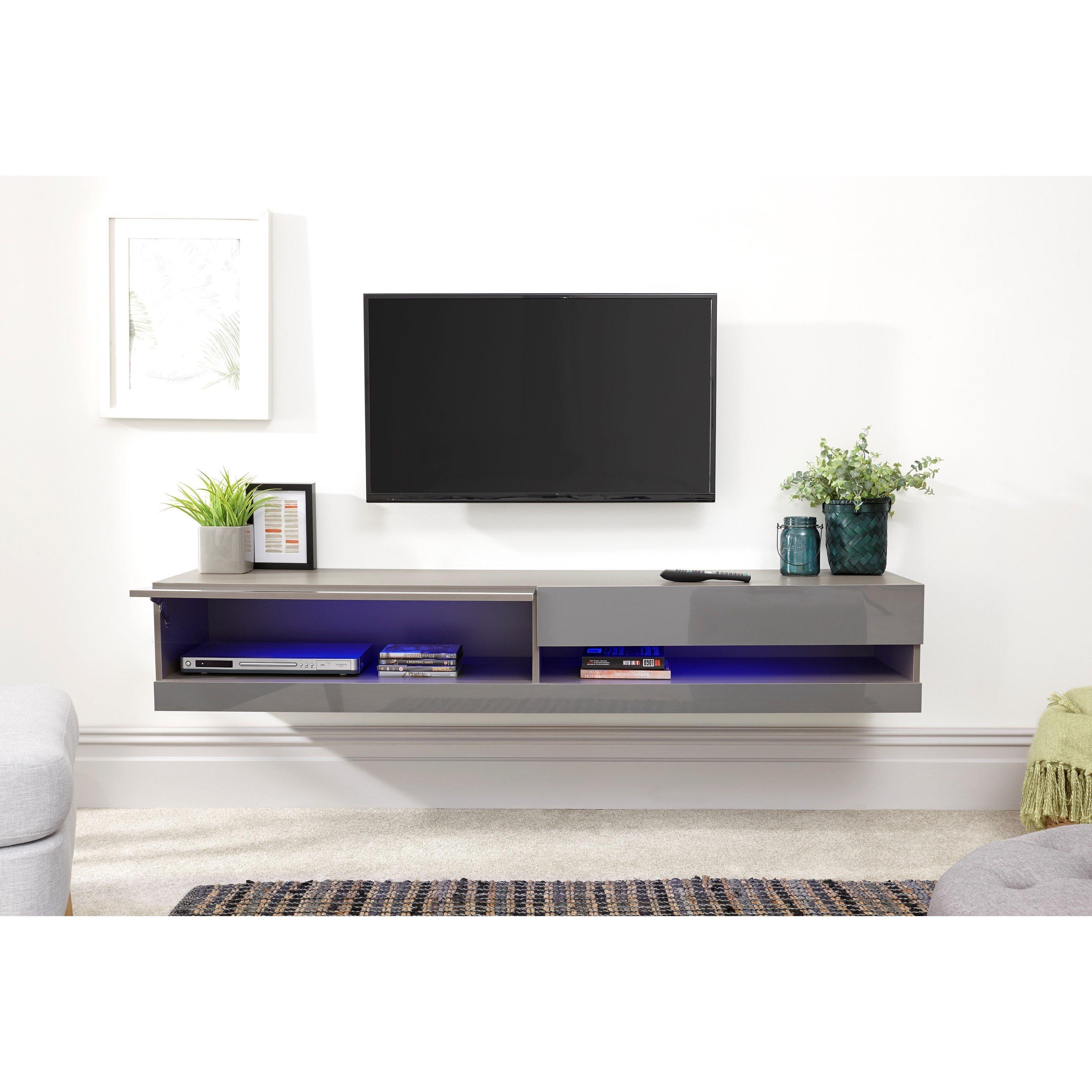 Grey - GFW - GFW Galicia 180cm Wall TV Unit with LED - 2