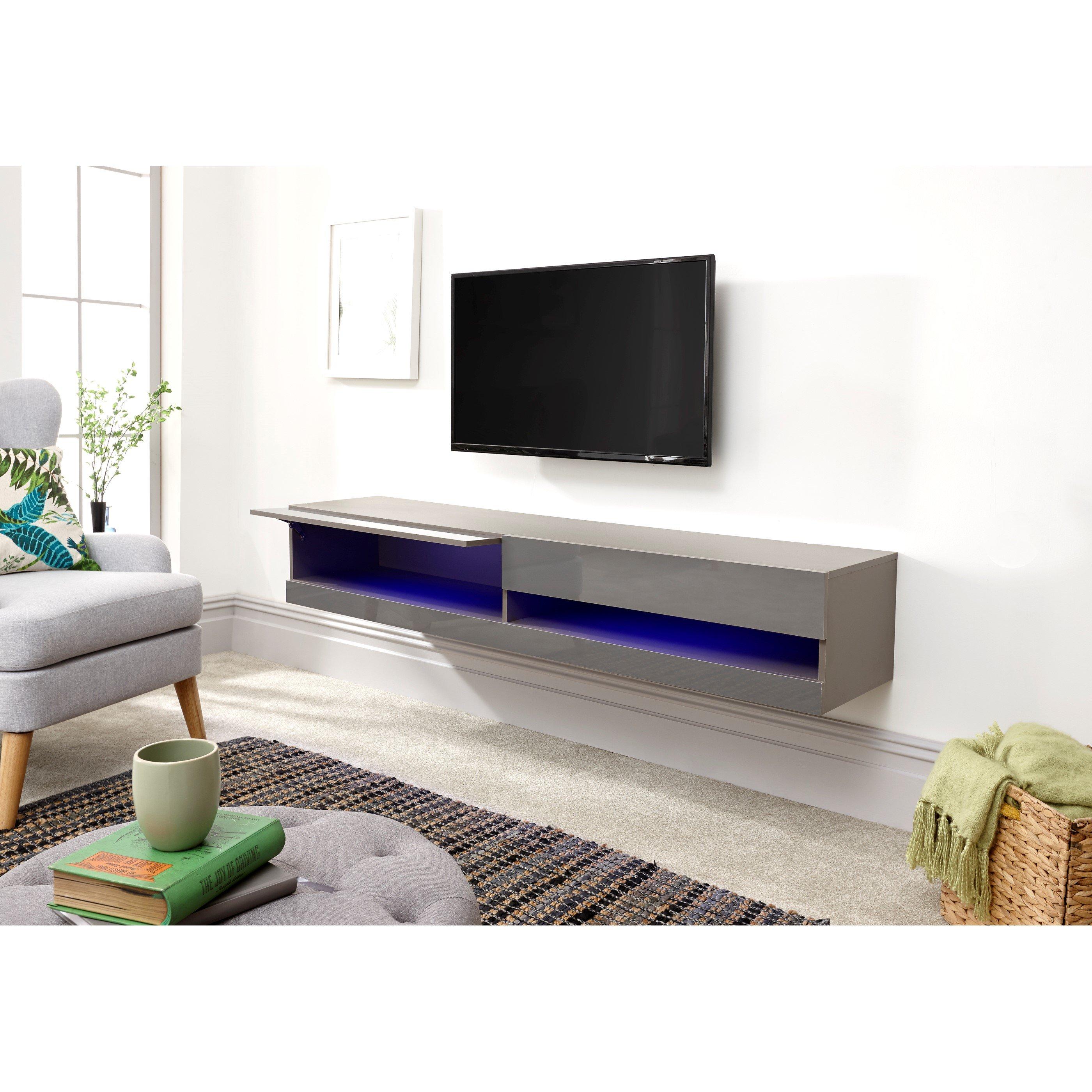Grey - GFW - GFW Galicia 180cm Wall TV Unit with LED - 4