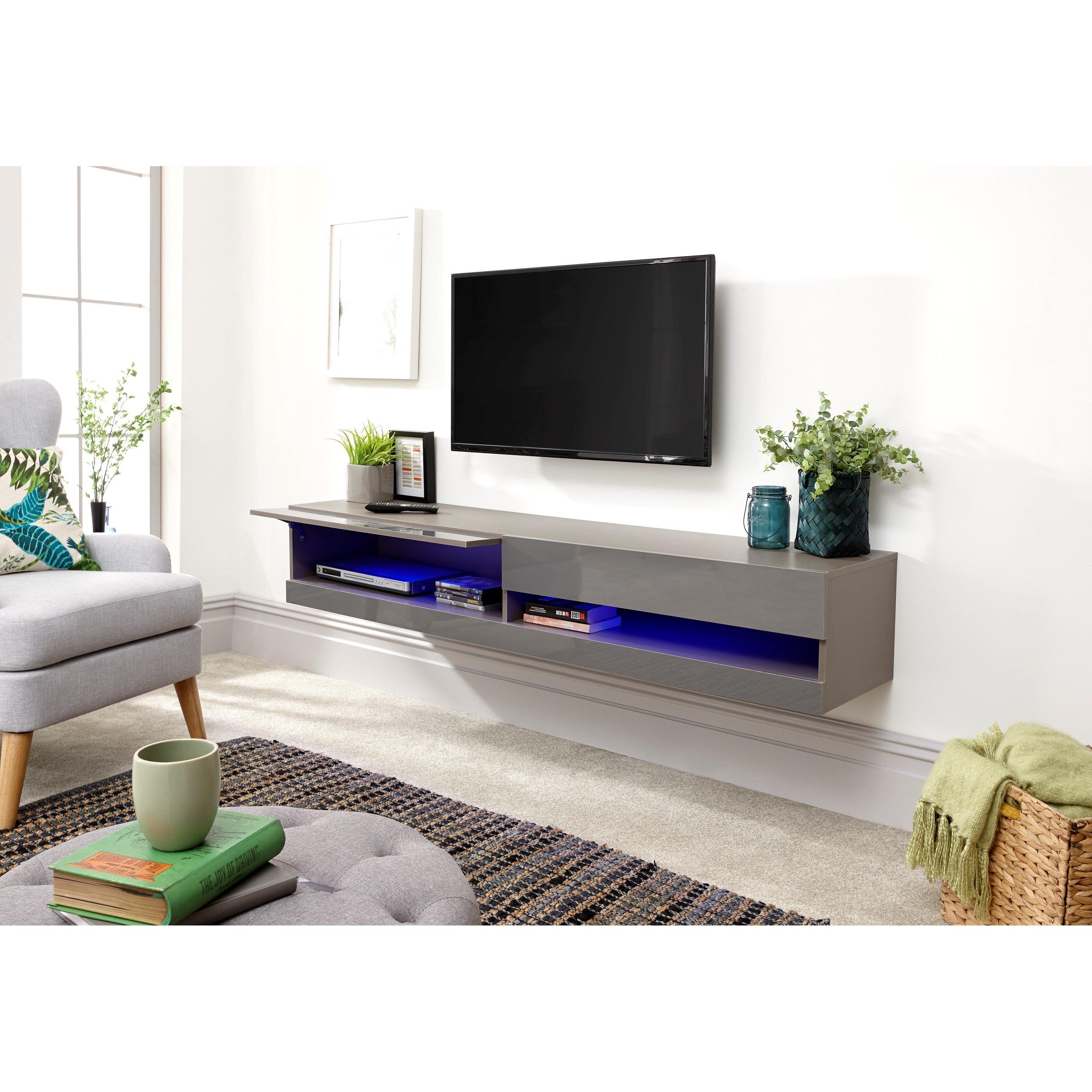 Grey - GFW - GFW Galicia 180cm Wall TV Unit with LED - 5