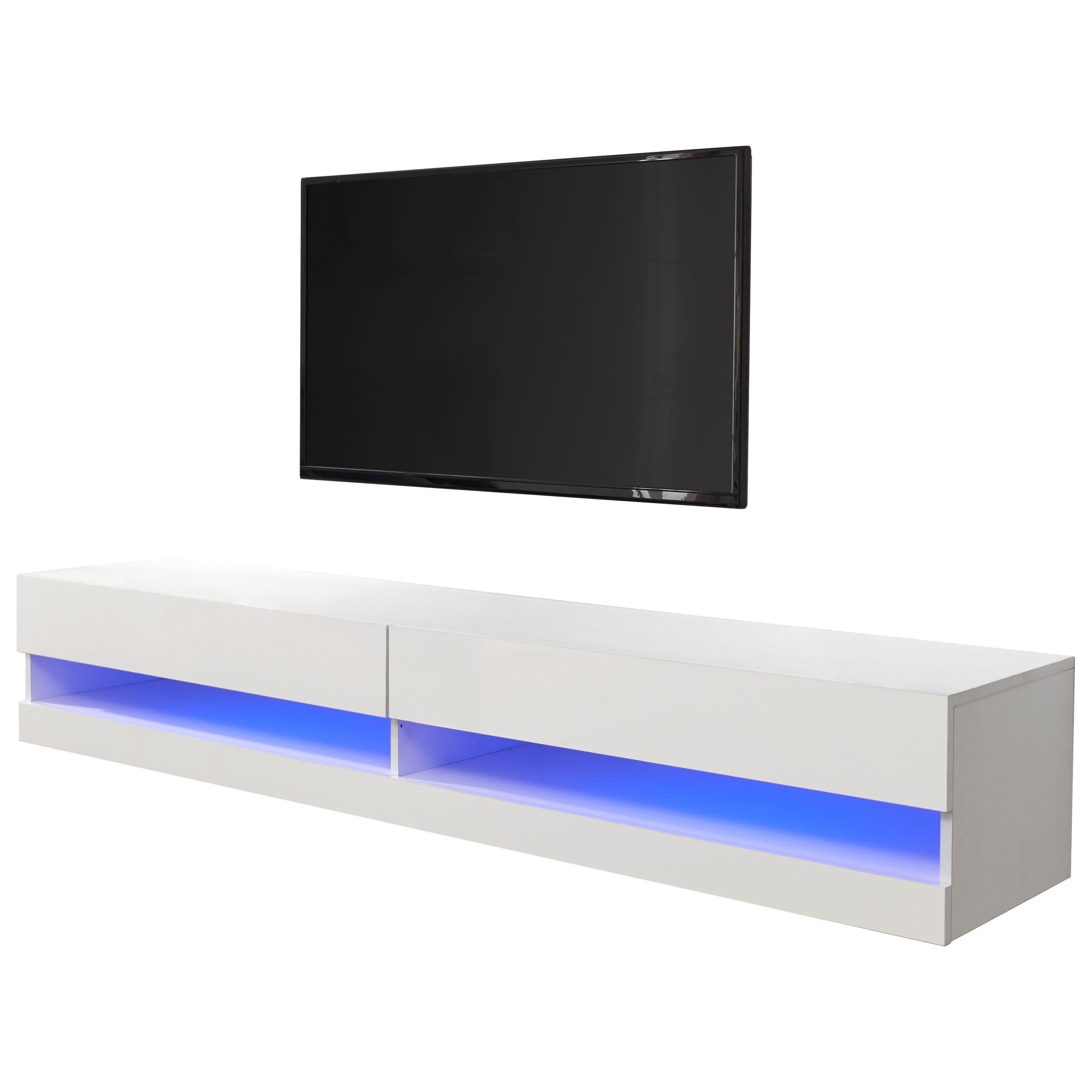 White - GFW - Galicia 180cm Wall TV Unit with LED - 11