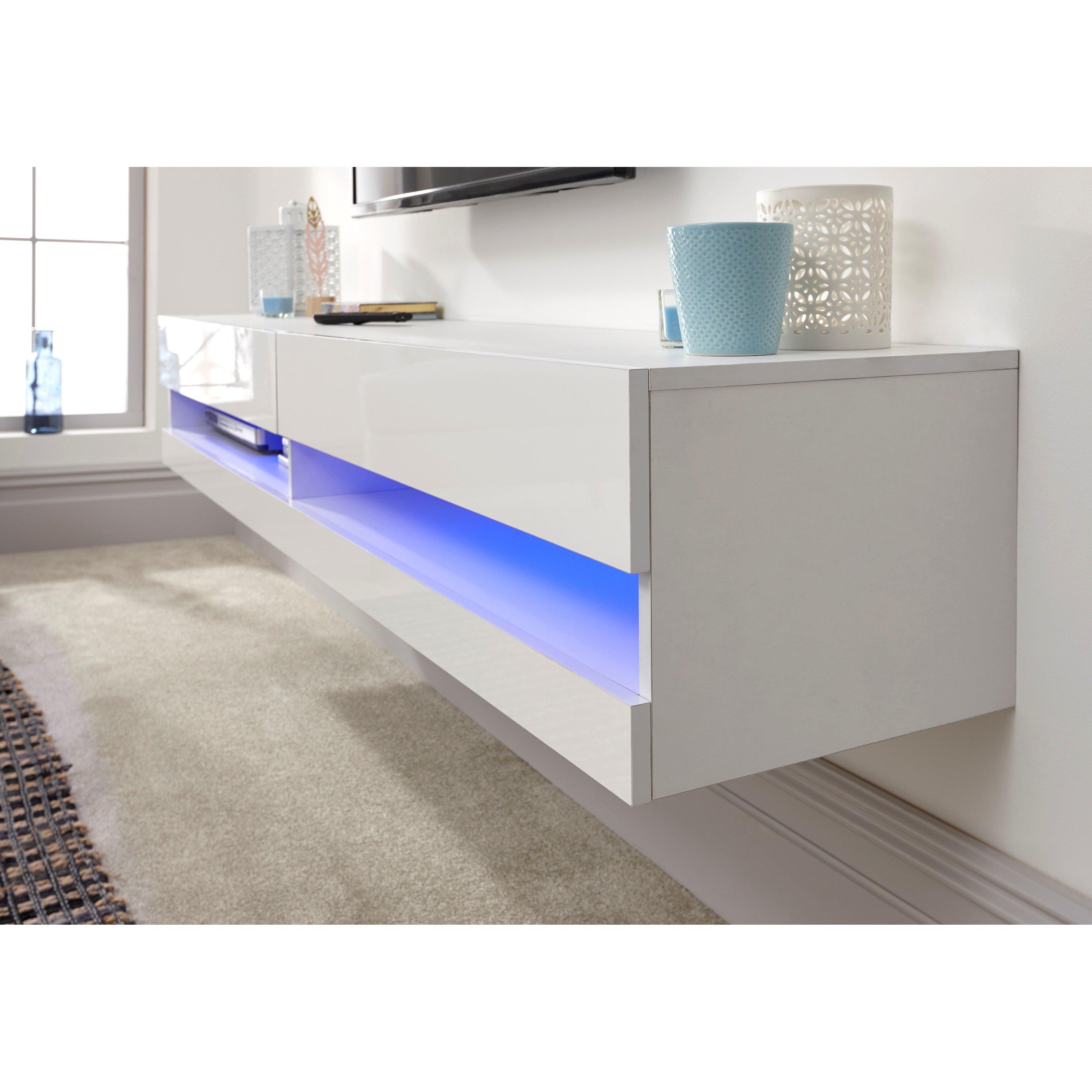 White - GFW - Galicia 180cm Wall TV Unit with LED - 3