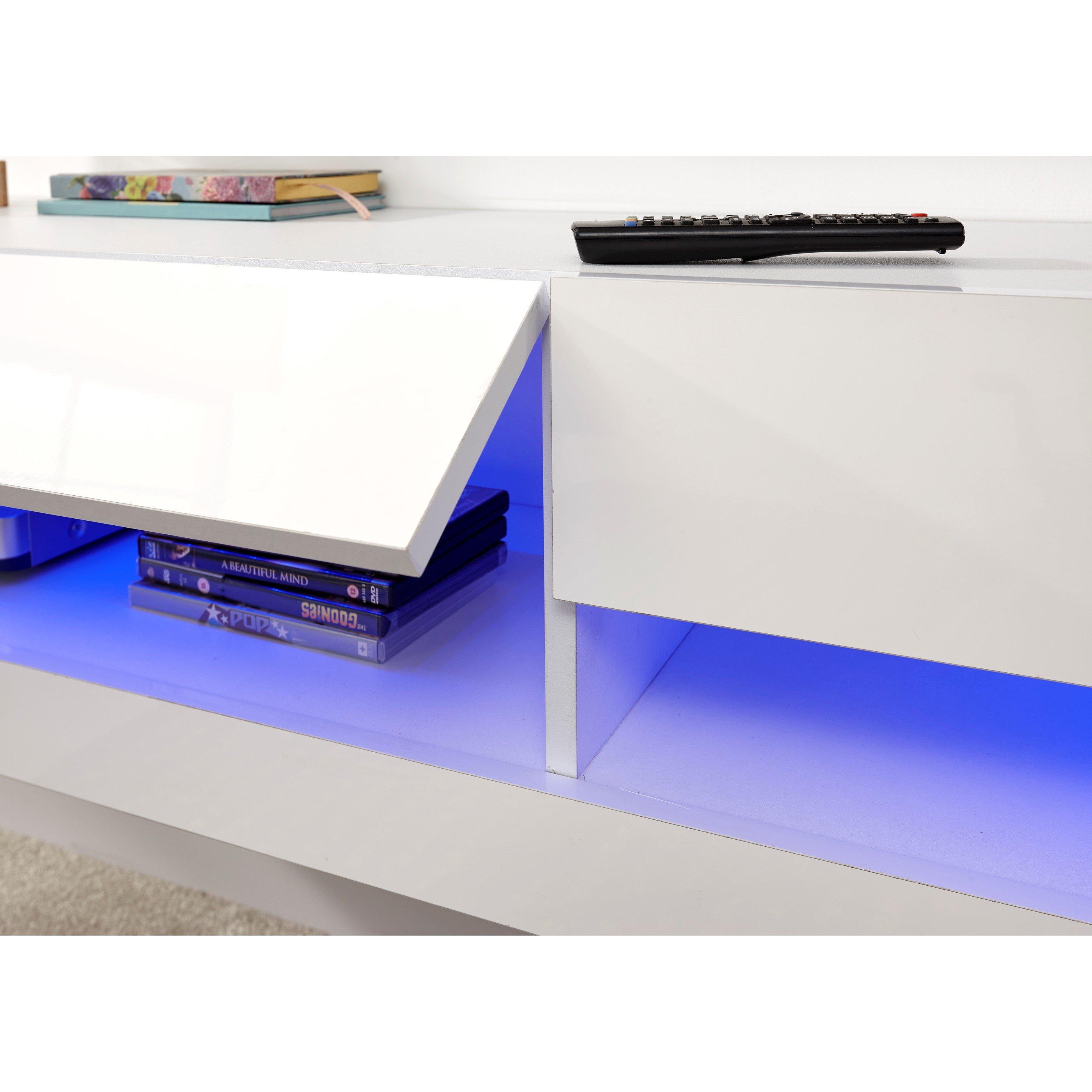 White - GFW - Galicia 180cm Wall TV Unit with LED - 4