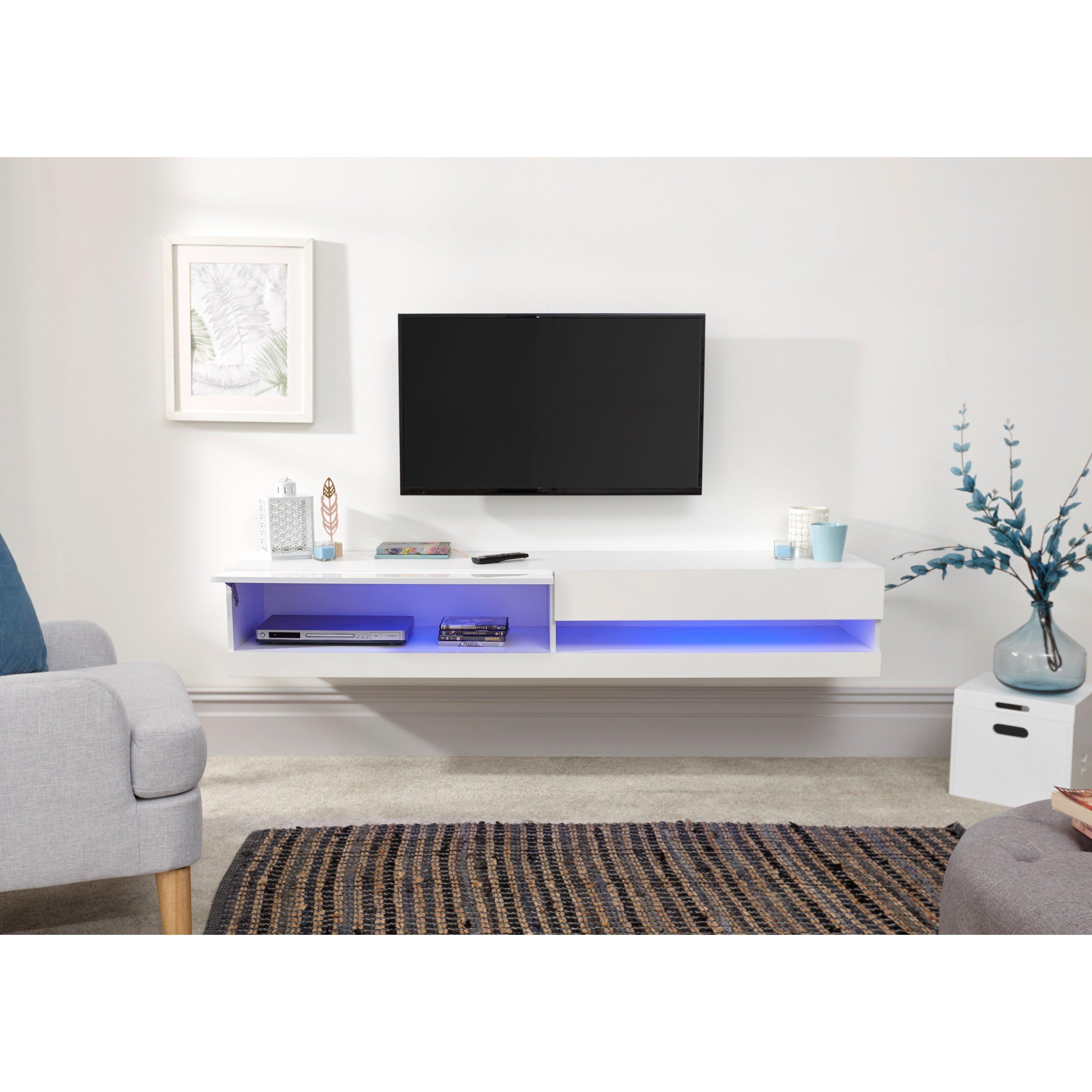 White - GFW - Galicia 180cm Wall TV Unit with LED - 6