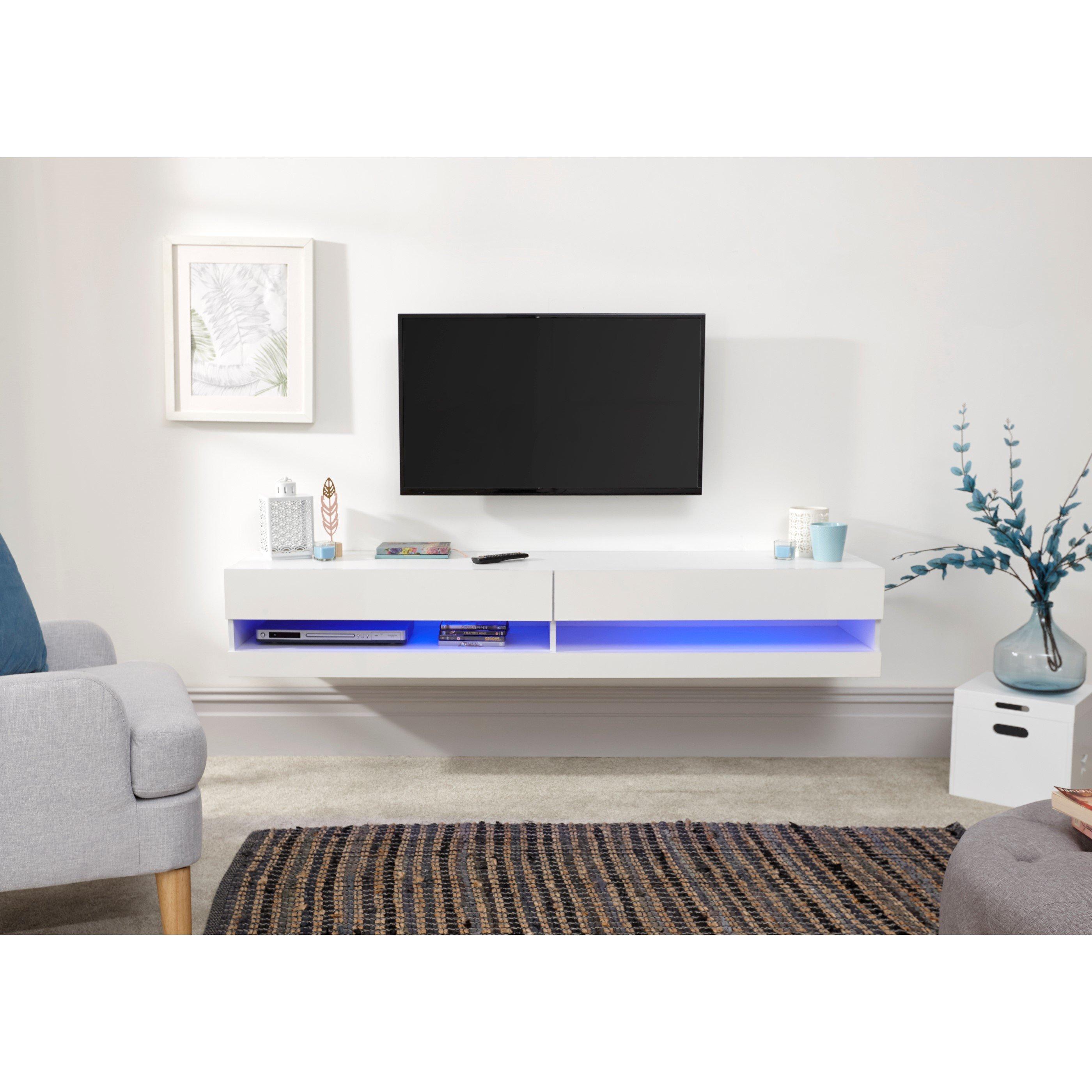 White - GFW - Galicia 180cm Wall TV Unit with LED - 7